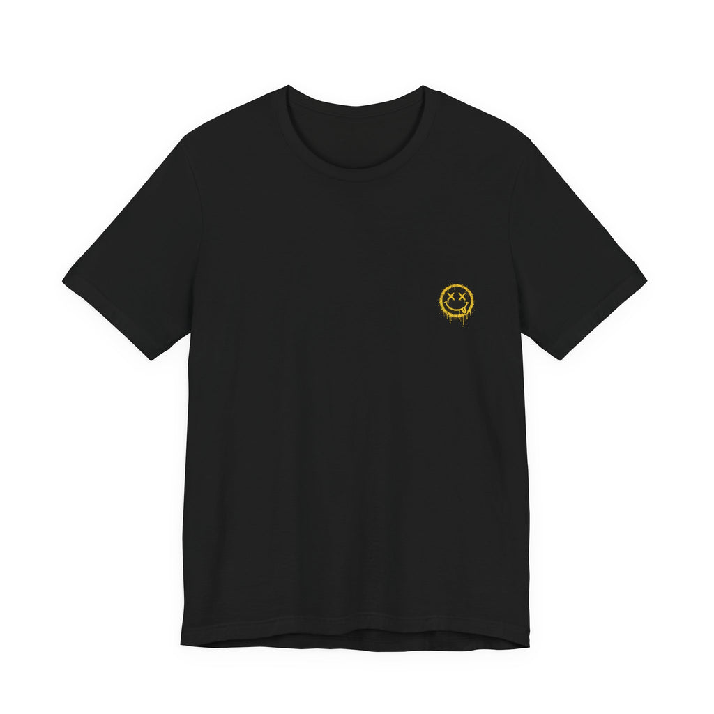 Embroidered Smile Patch Tee — Minimal Chest Logo T-Shirt