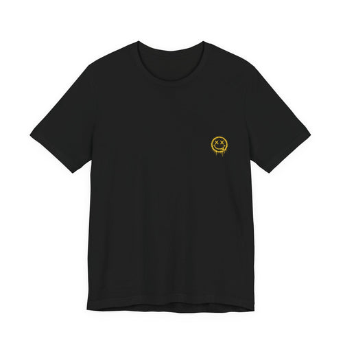Embroidered Smile Patch Tee — Minimal Chest Logo T-Shirt