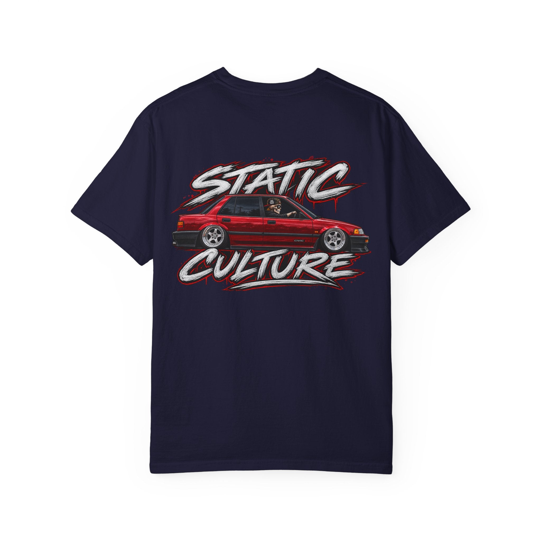 Static Culture Car Tee — Dripping Smiley Graphic T-Shirt