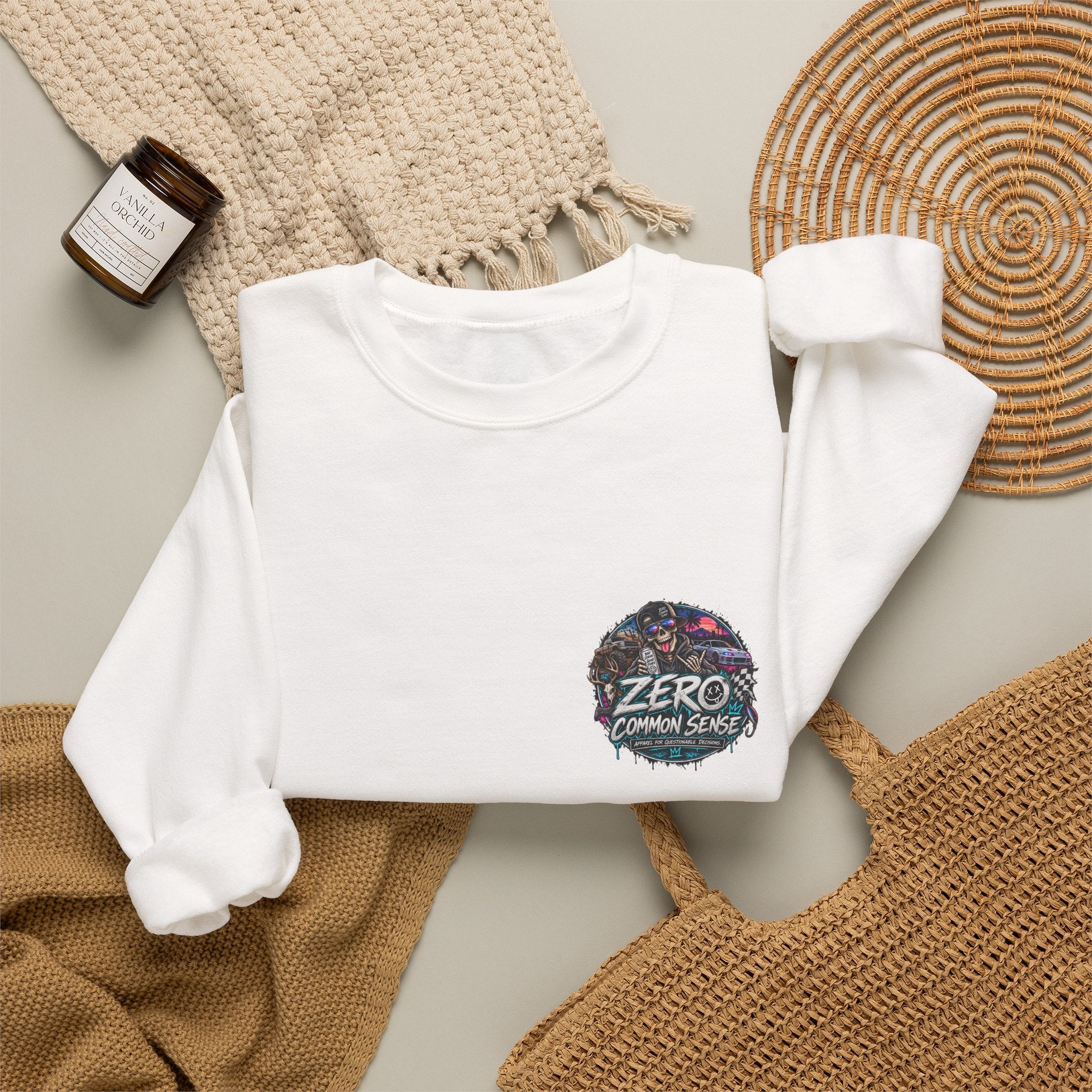 Crewneck Sweatshirt — 'ZERO' Floral Galaxy Logo