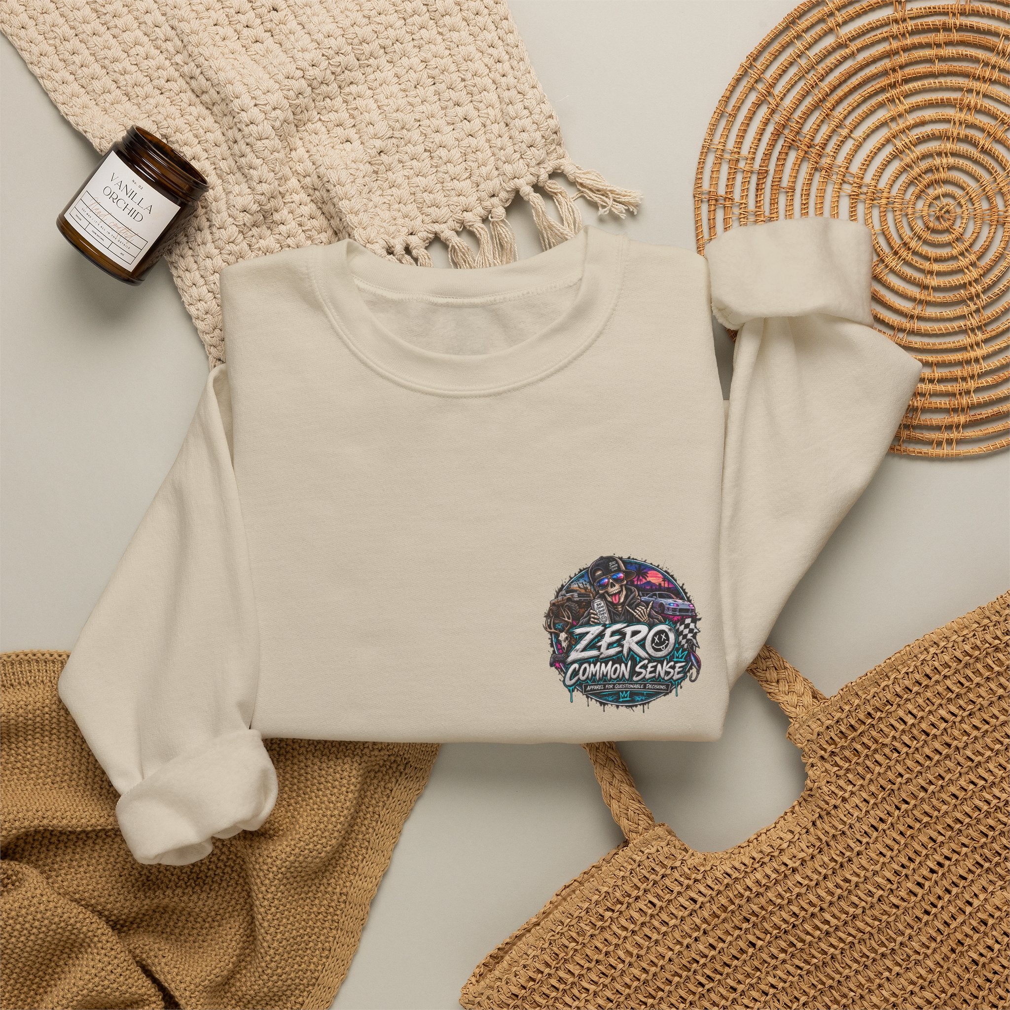 Crewneck Sweatshirt — 'ZERO' Floral Galaxy Logo