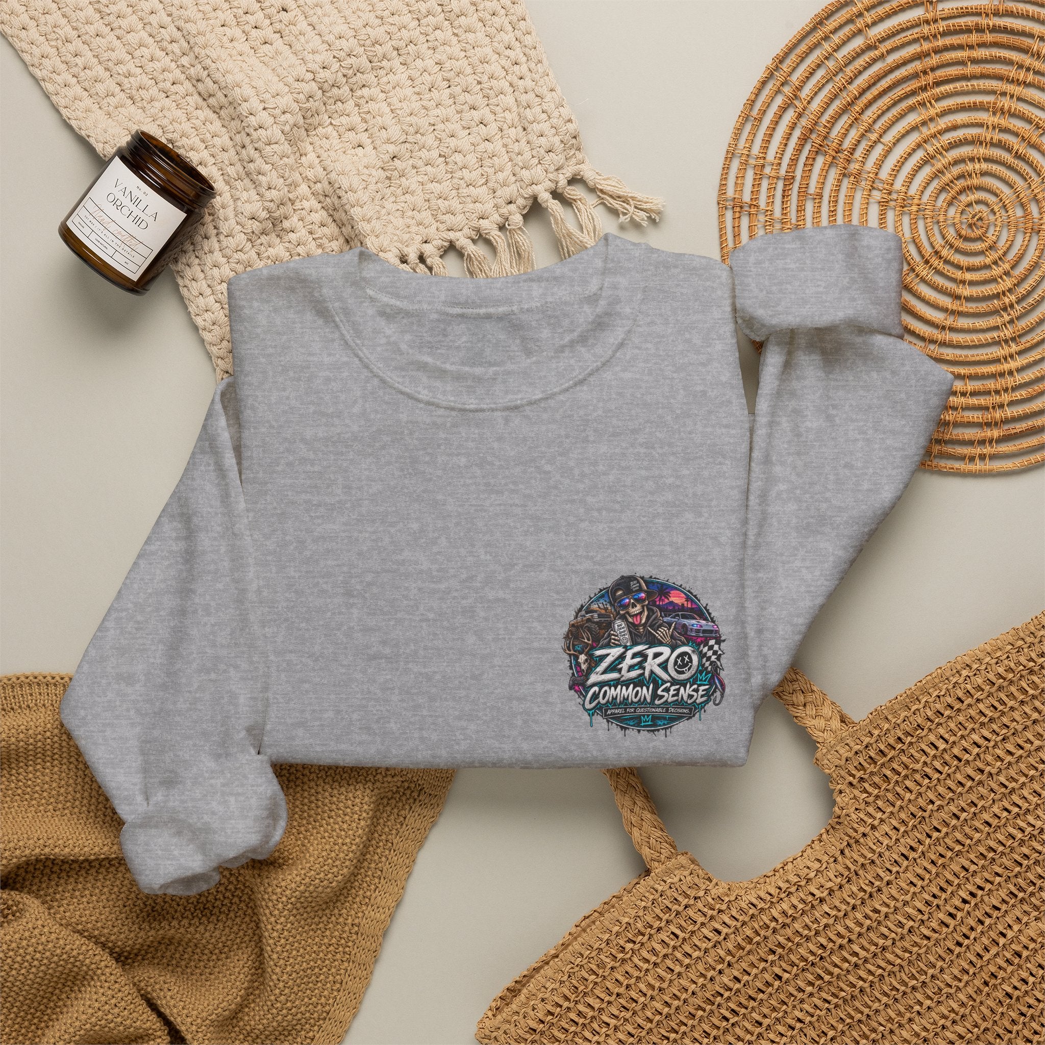 Crewneck Sweatshirt — 'ZERO' Floral Galaxy Logo
