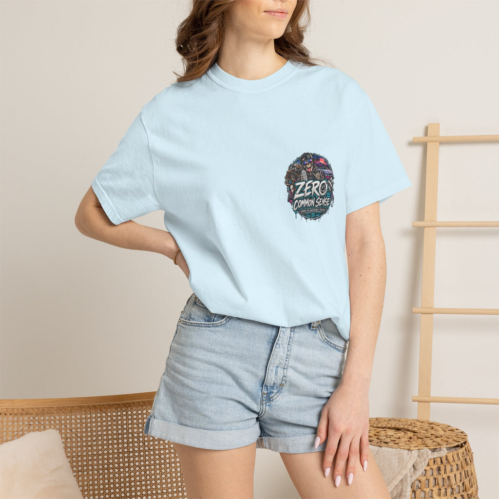 Spider Attack Graphic T-Shirt — "Zero Common Sense" Pocket Design