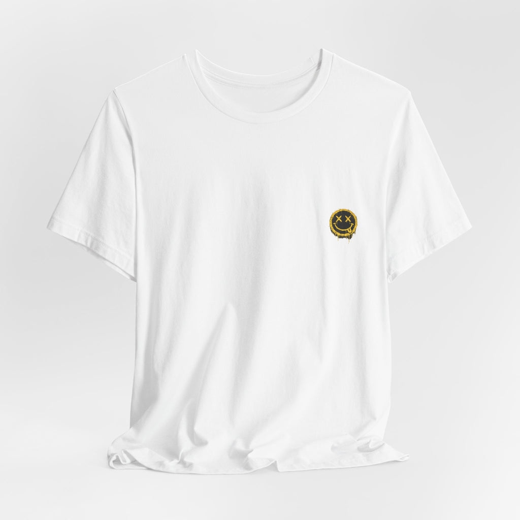 Embroidered Smile Patch Tee — Minimal Chest Logo T-Shirt