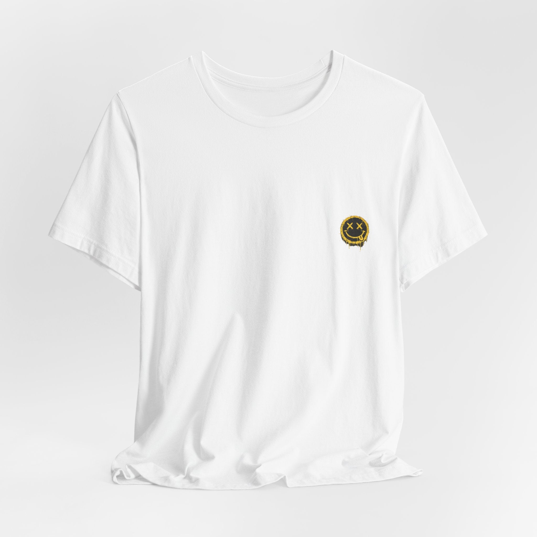 Embroidered Smile Patch Tee — Minimal Chest Logo T-Shirt