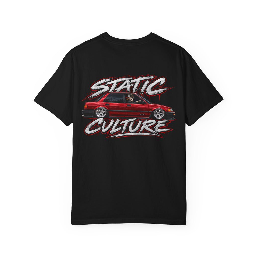 Static Culture Car Tee — Dripping Smiley Graphic T-Shirt