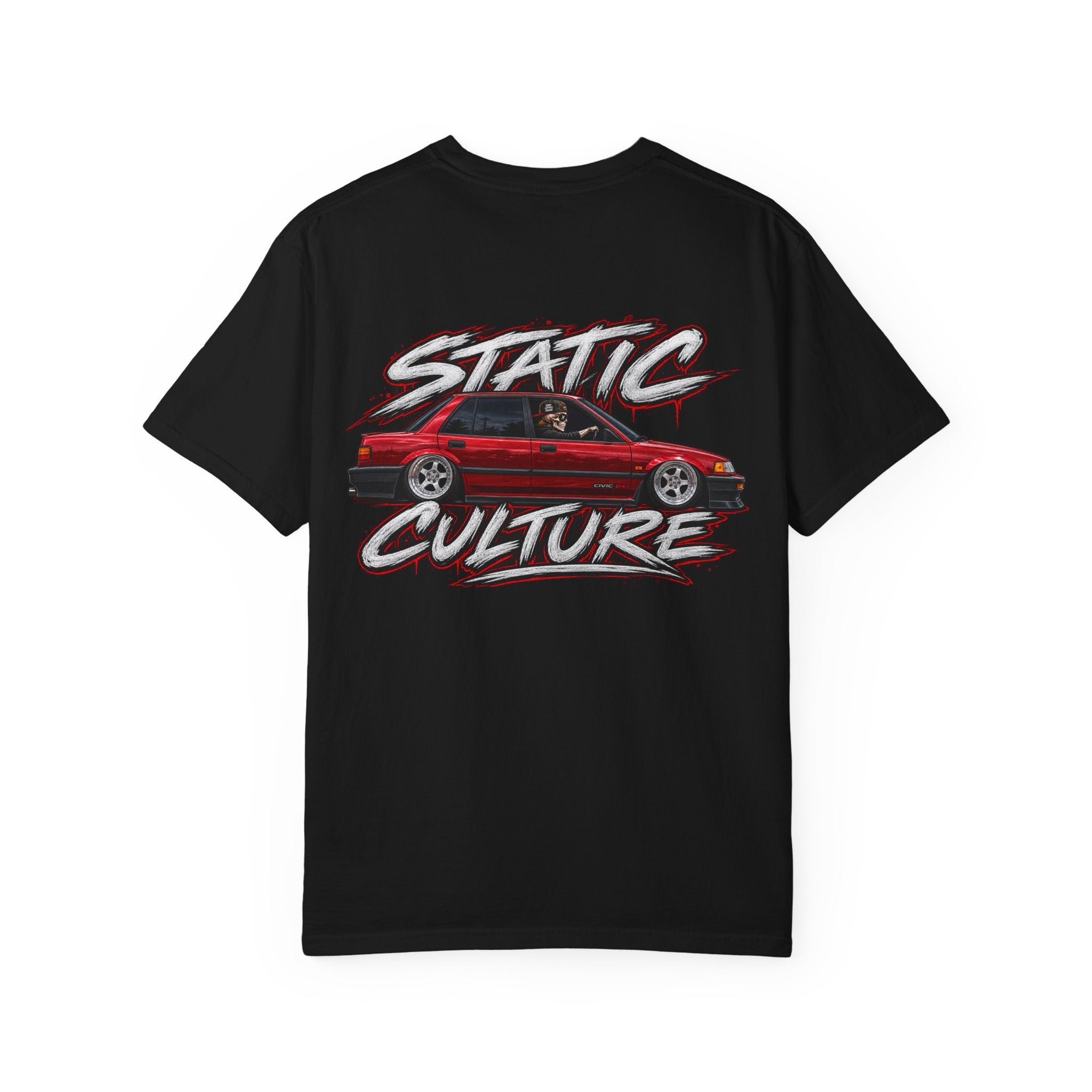 Static Culture Car Tee — Dripping Smiley Graphic T-Shirt