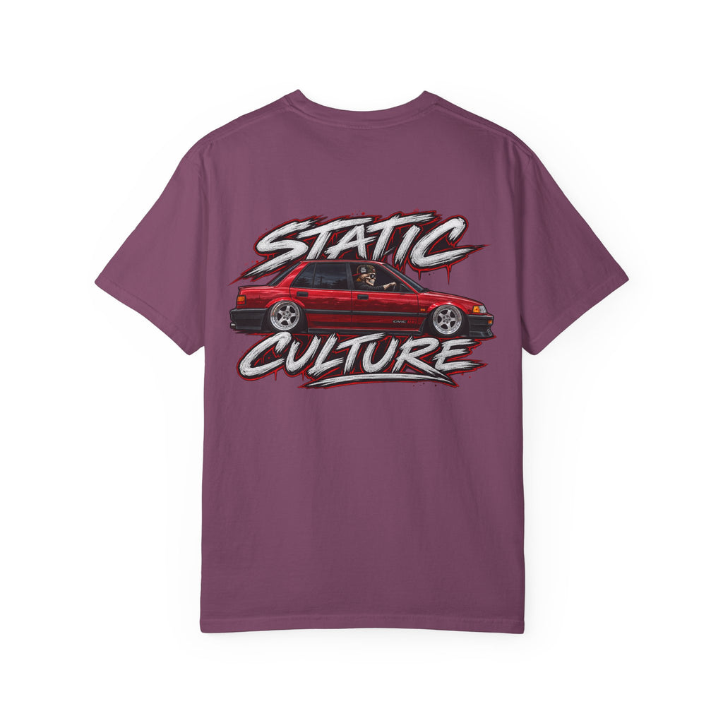 Static Culture Car Tee — Dripping Smiley Graphic T-Shirt