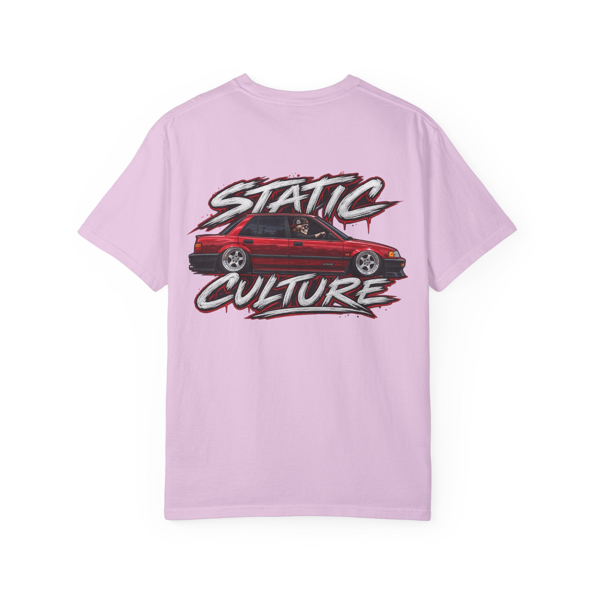 Static Culture Car Tee — Dripping Smiley Graphic T-Shirt