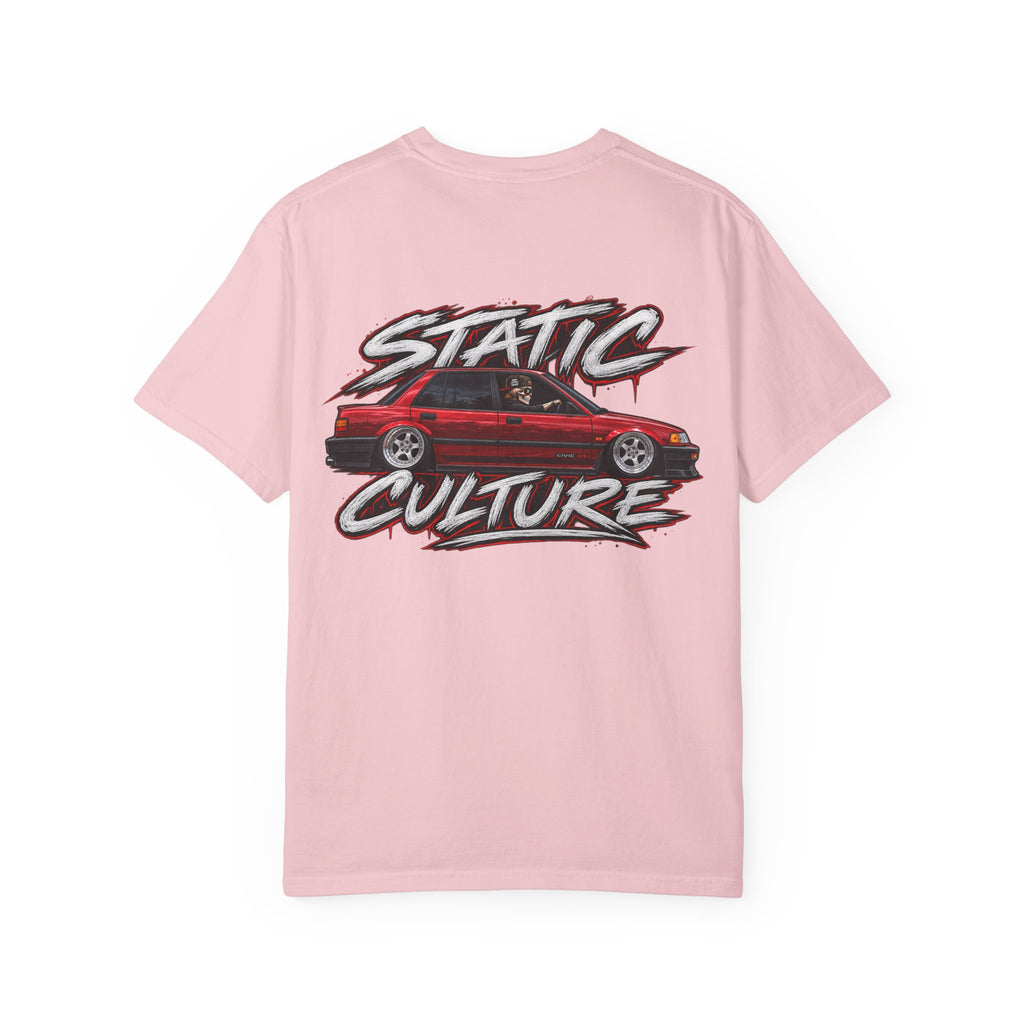 Static Culture Car Tee — Dripping Smiley Graphic T-Shirt