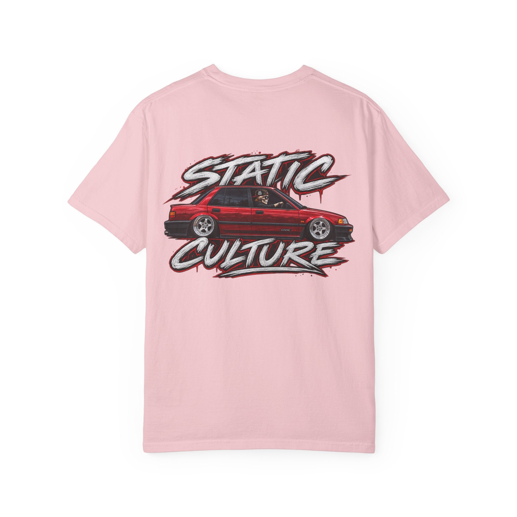 Static Culture Car Tee — Dripping Smiley Graphic T-Shirt