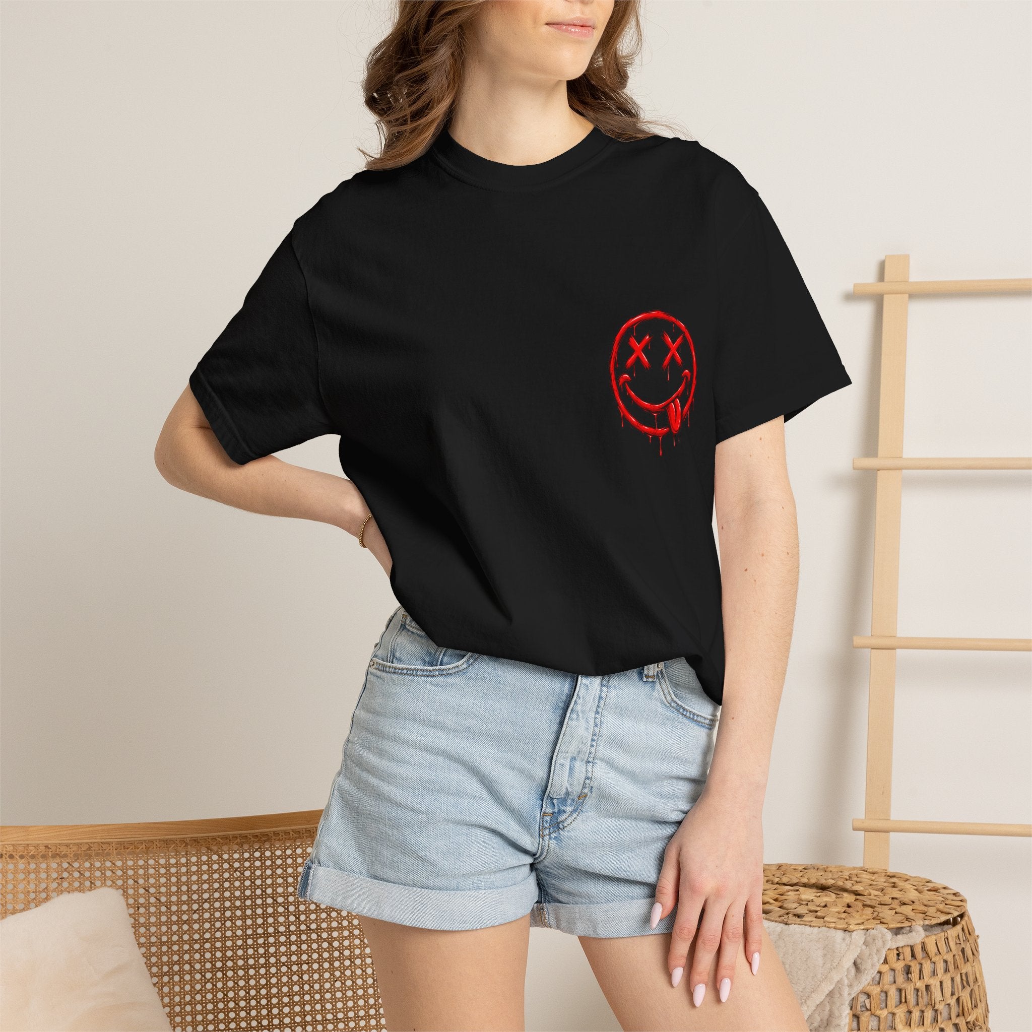 Static Culture Car Tee — Dripping Smiley Graphic T-Shirt