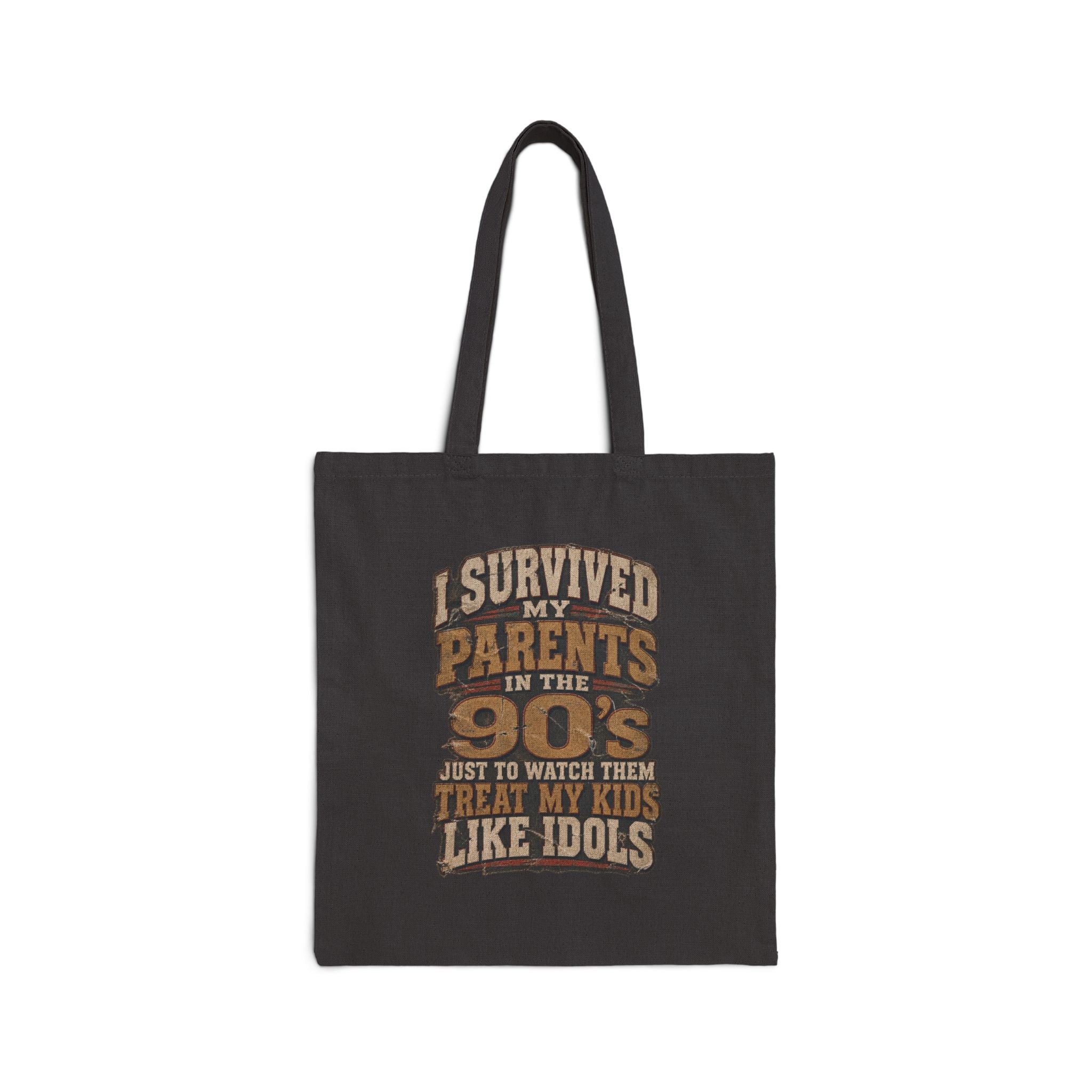 I Survived My Parents in the 90s Canvas Tote — Retro Nostalgia Grocery & Everyday Bag