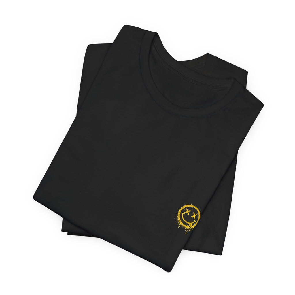 Embroidered Smile Patch Tee — Minimal Chest Logo T-Shirt