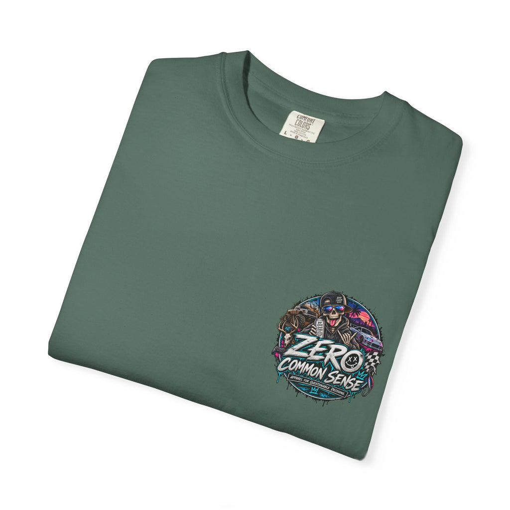 Spider Attack Graphic T-Shirt — "Zero Common Sense" Pocket Design
