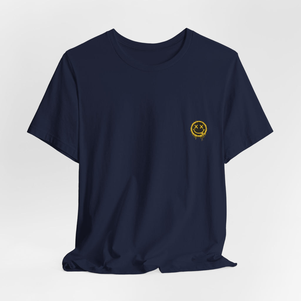 Embroidered Smile Patch Tee — Minimal Chest Logo T-Shirt