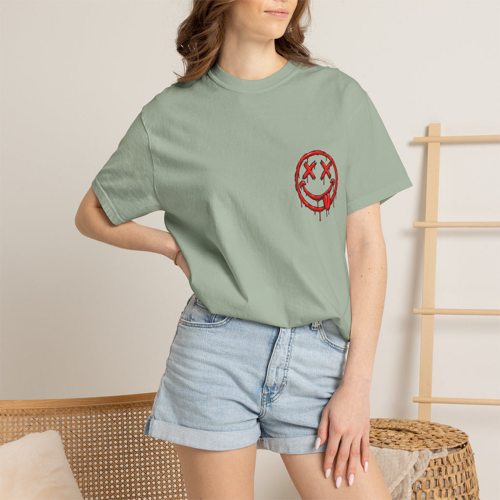 Static Culture Car Tee — Dripping Smiley Graphic T-Shirt