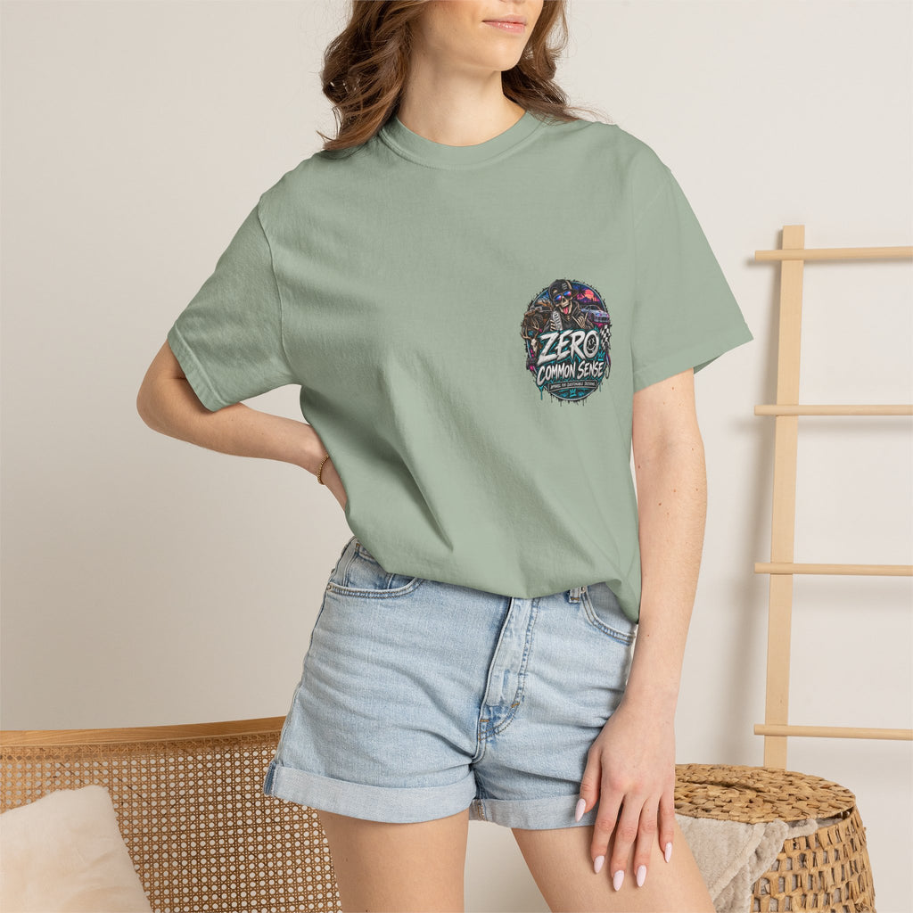 Spider Attack Graphic T-Shirt — "Zero Common Sense" Pocket Design