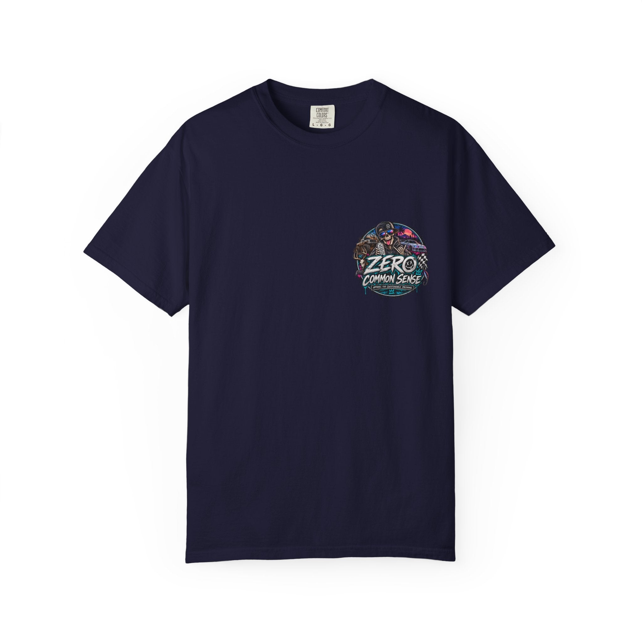 Spider Attack Graphic T-Shirt — "Zero Common Sense" Pocket Design