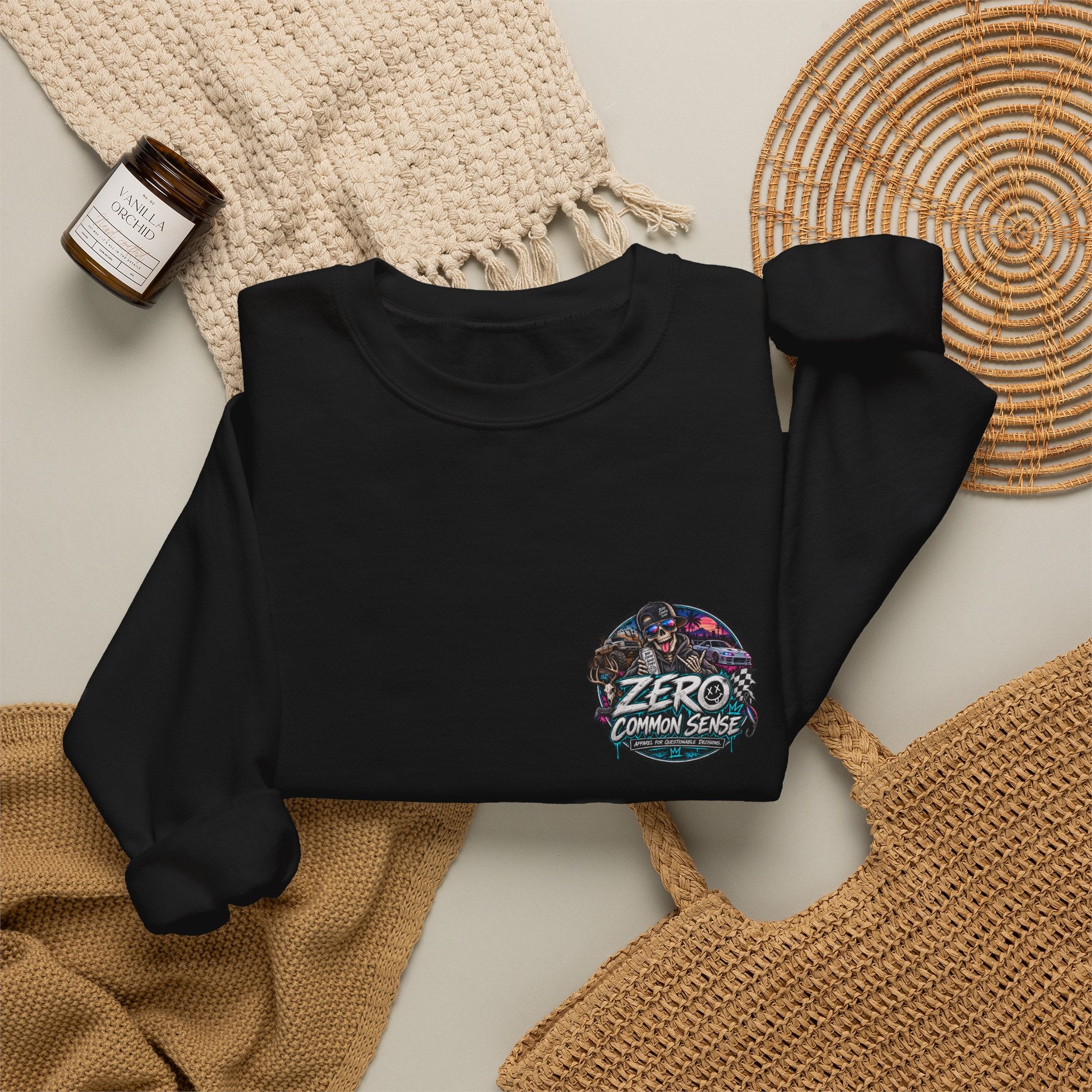 Crewneck Sweatshirt — 'ZERO' Floral Galaxy Logo