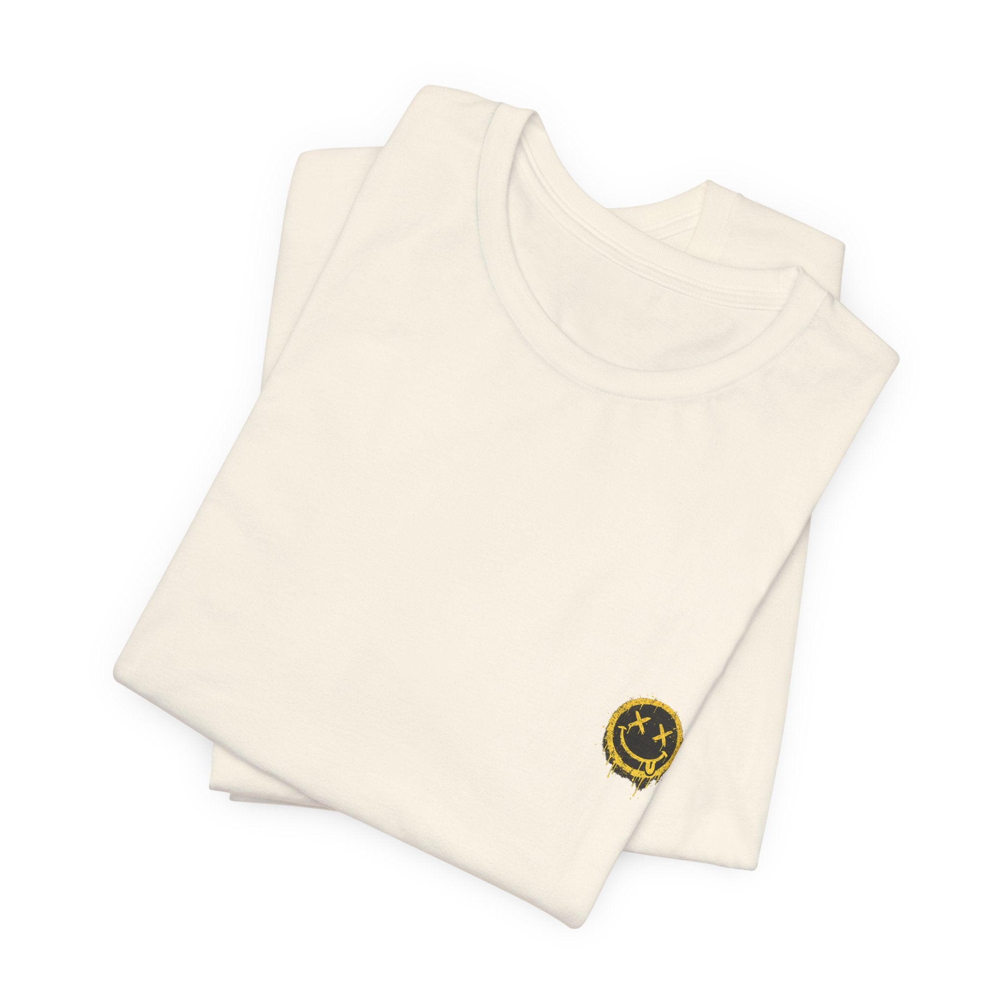 Embroidered Smile Patch Tee — Minimal Chest Logo T-Shirt