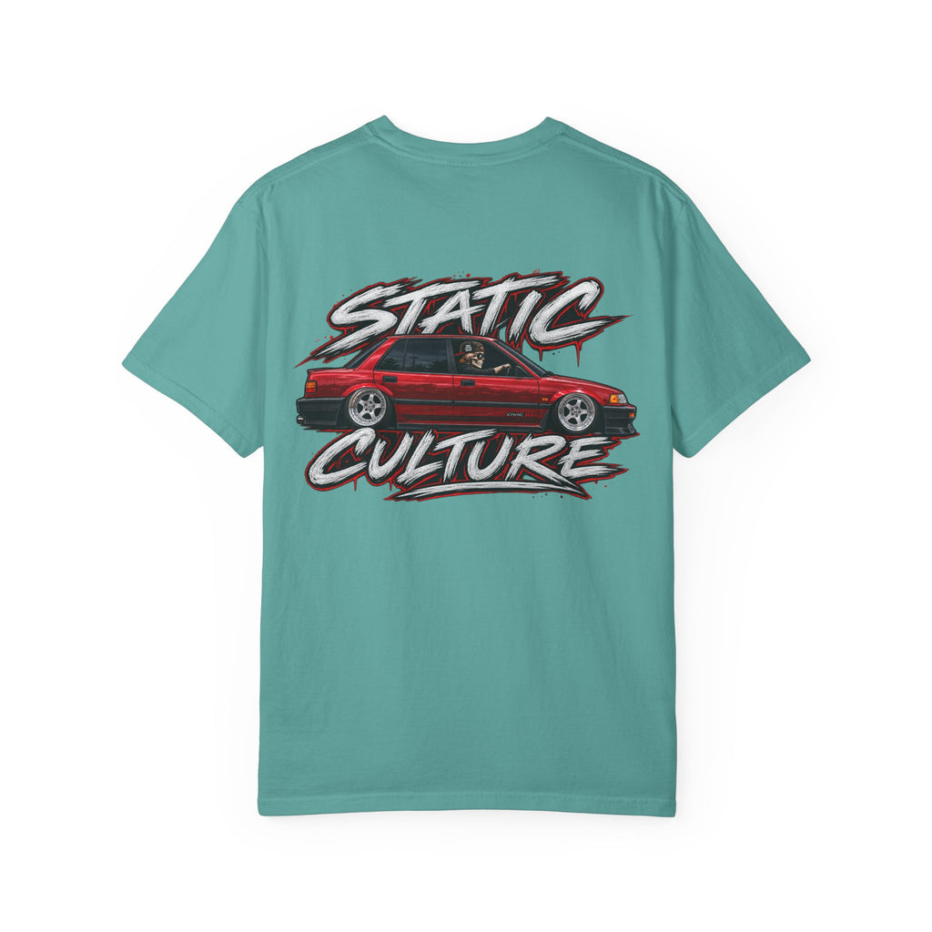 Static Culture Car Tee — Dripping Smiley Graphic T-Shirt