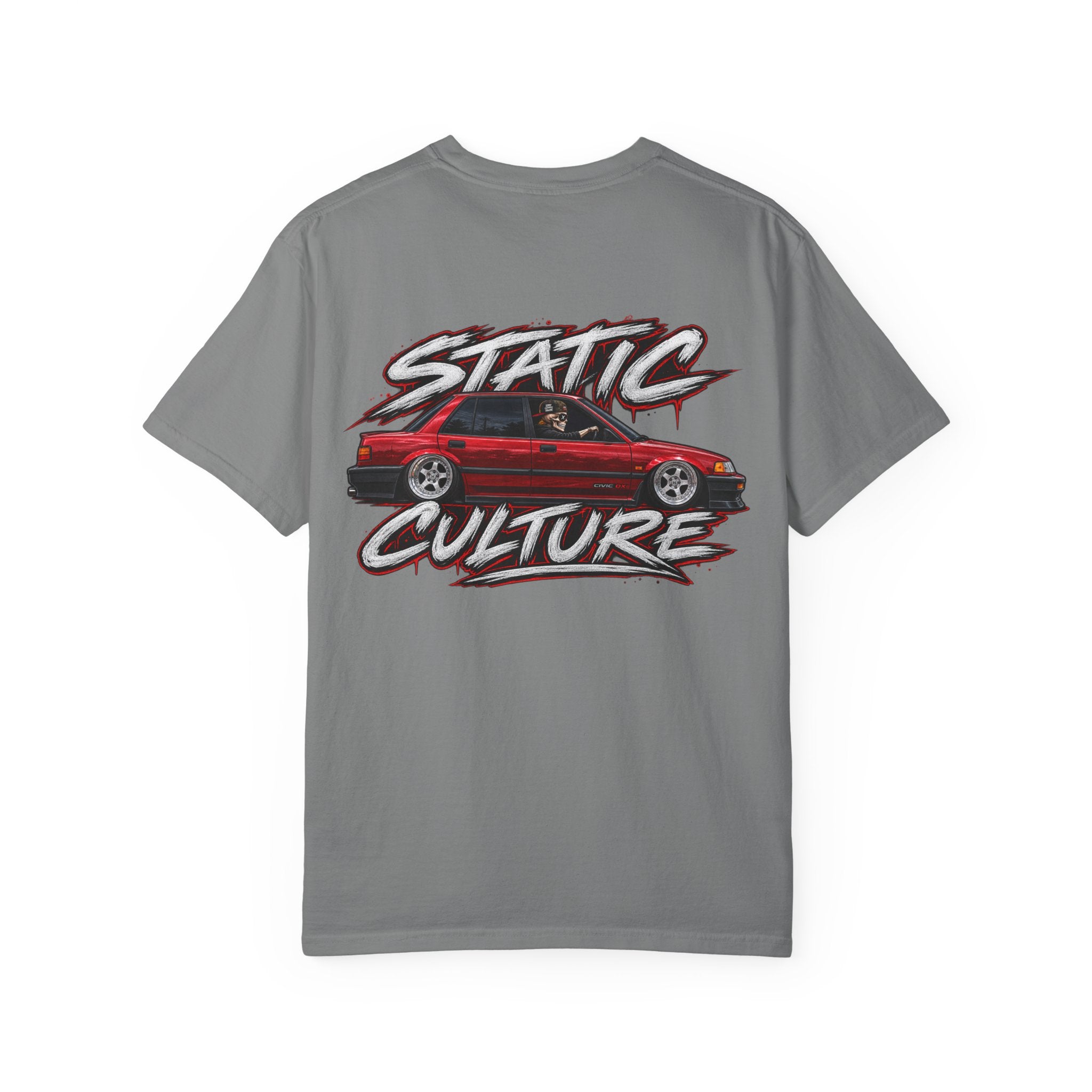 Static Culture Car Tee — Dripping Smiley Graphic T-Shirt