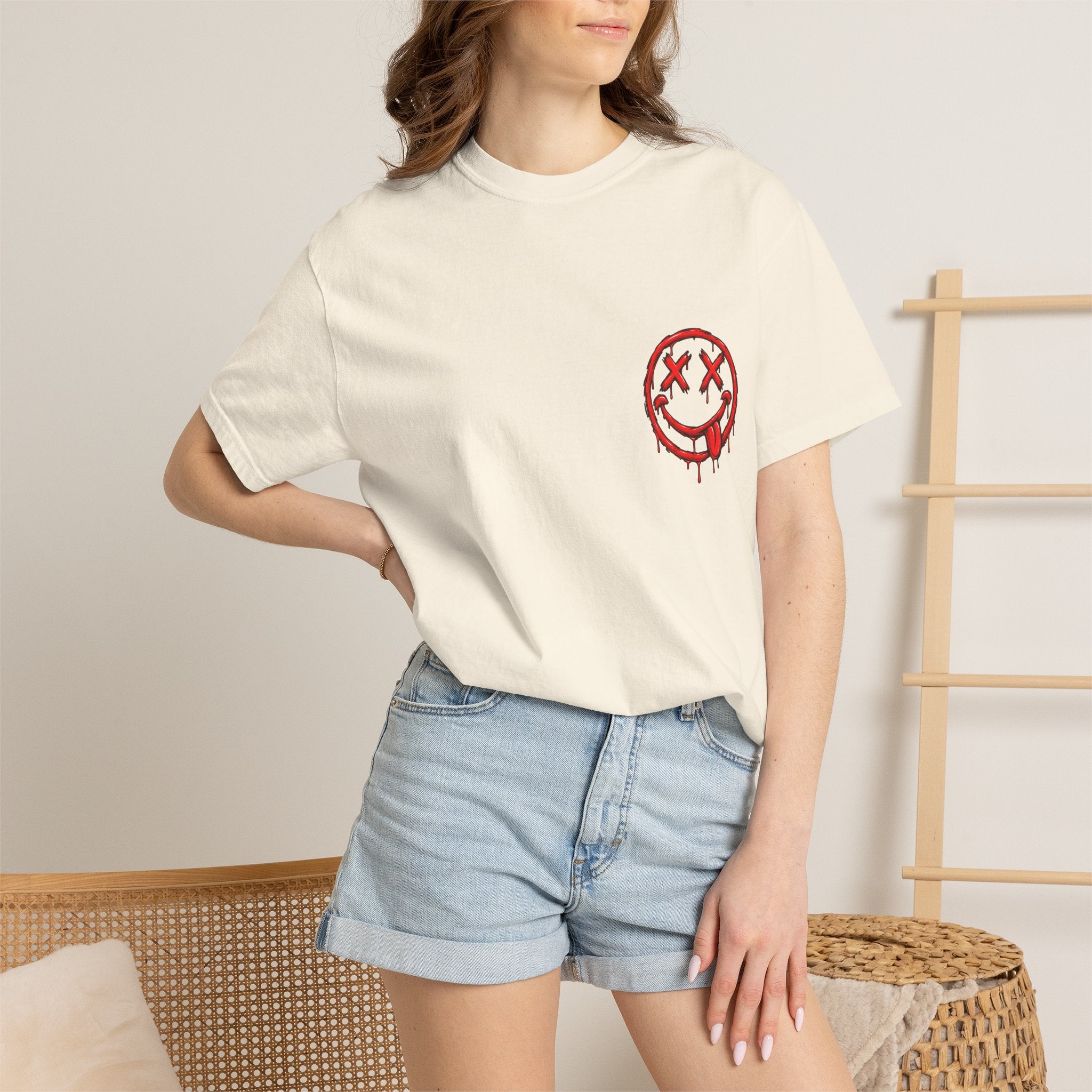Static Culture Car Tee — Dripping Smiley Graphic T-Shirt