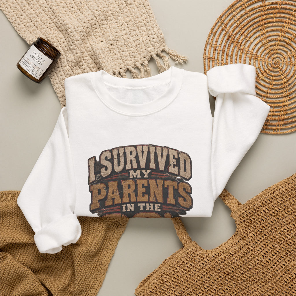 90s Parents Nostalgia Sweatshirt — "I Survived My Parents in the 90s" Crewneck