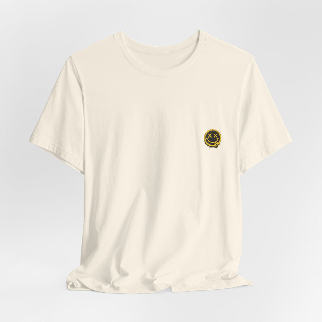 Embroidered Smile Patch Tee — Minimal Chest Logo T-Shirt