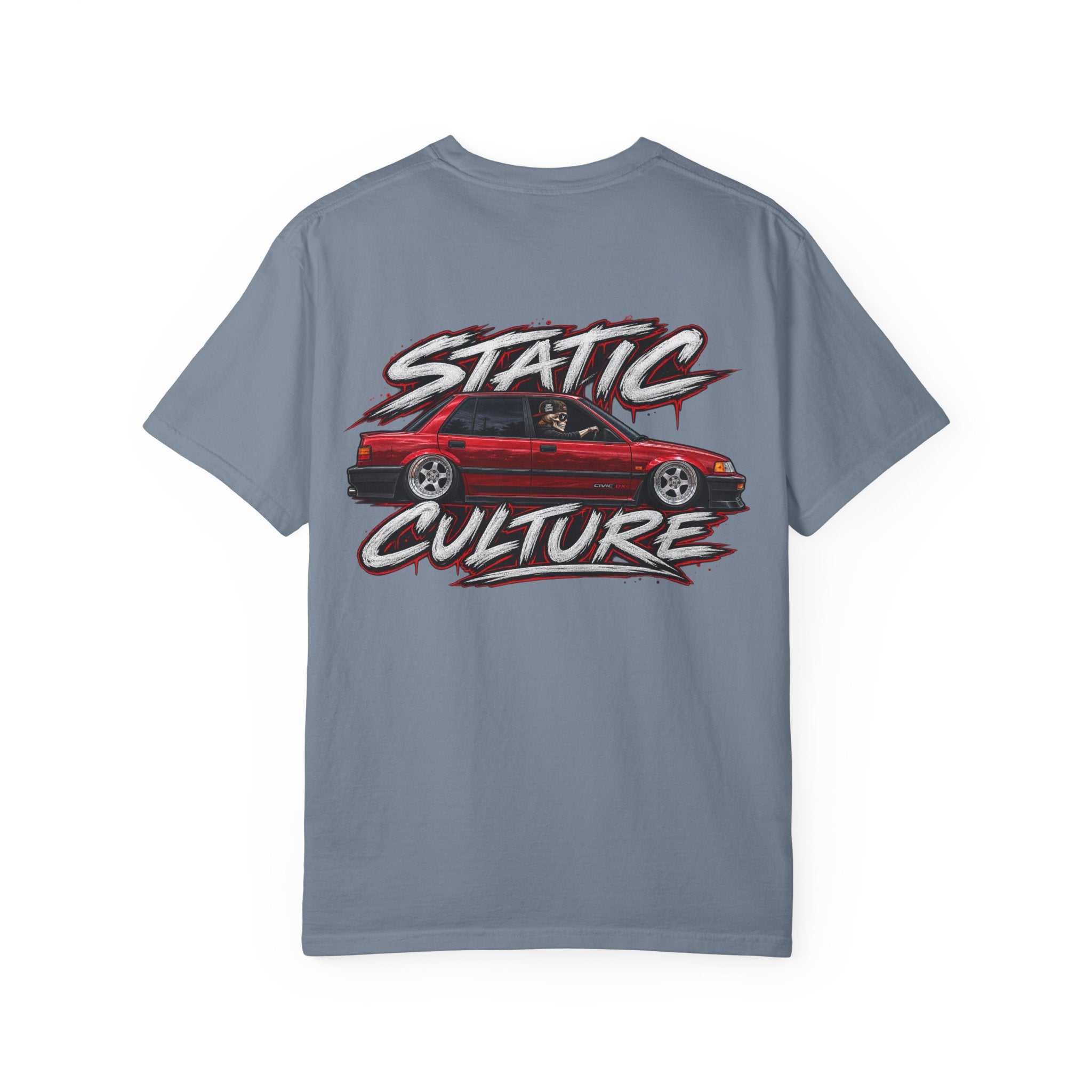 Static Culture Car Tee — Dripping Smiley Graphic T-Shirt