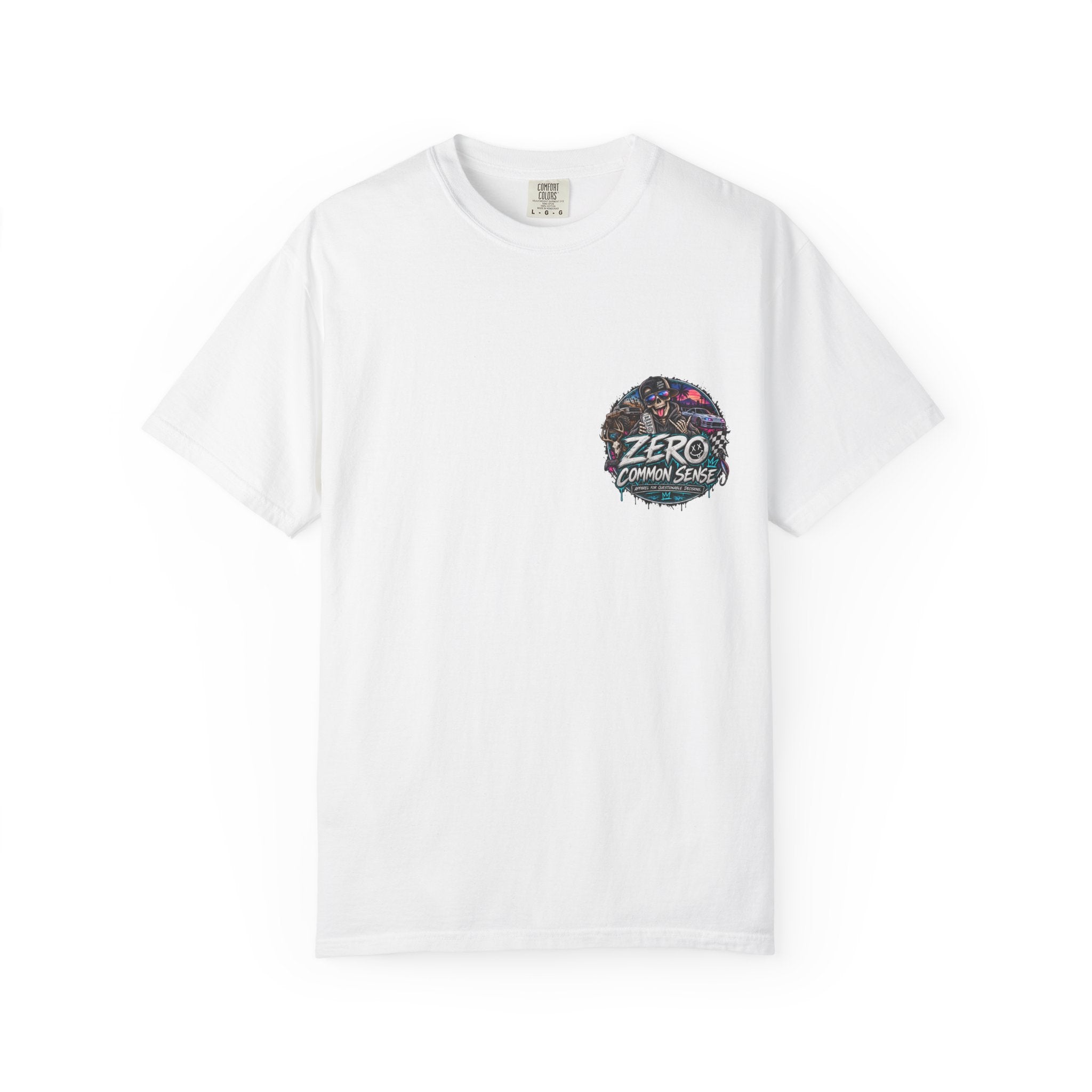 Spider Attack Graphic T-Shirt — "Zero Common Sense" Pocket Design