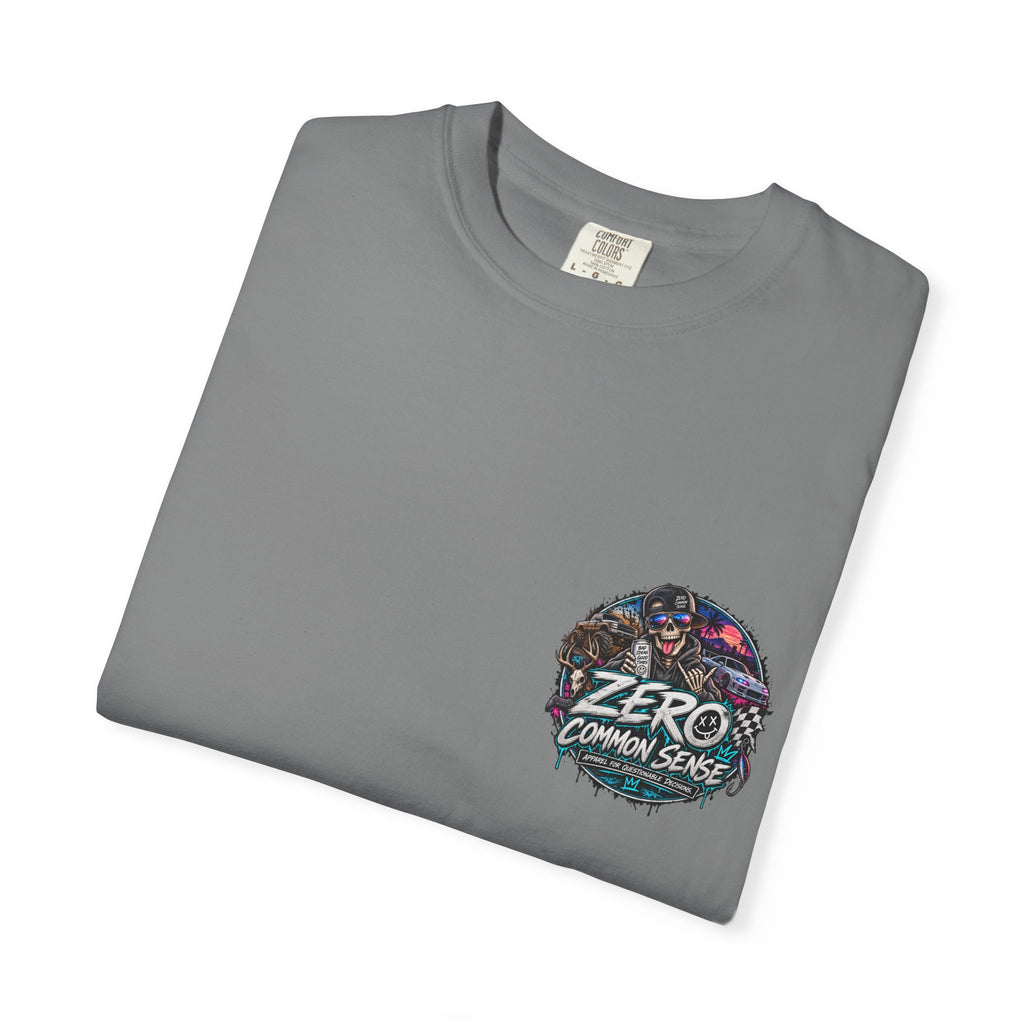 Spider Attack Graphic T-Shirt — "Zero Common Sense" Pocket Design