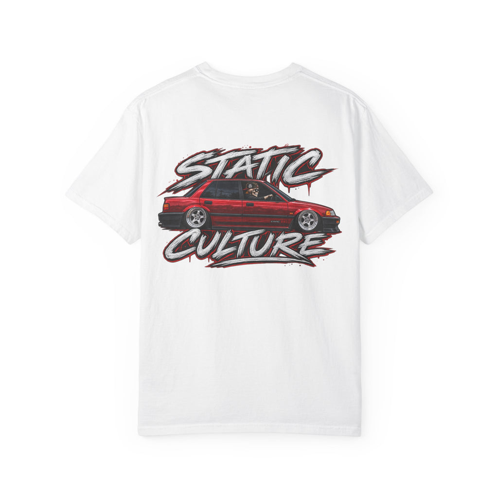 Static Culture Car Tee — Dripping Smiley Graphic T-Shirt