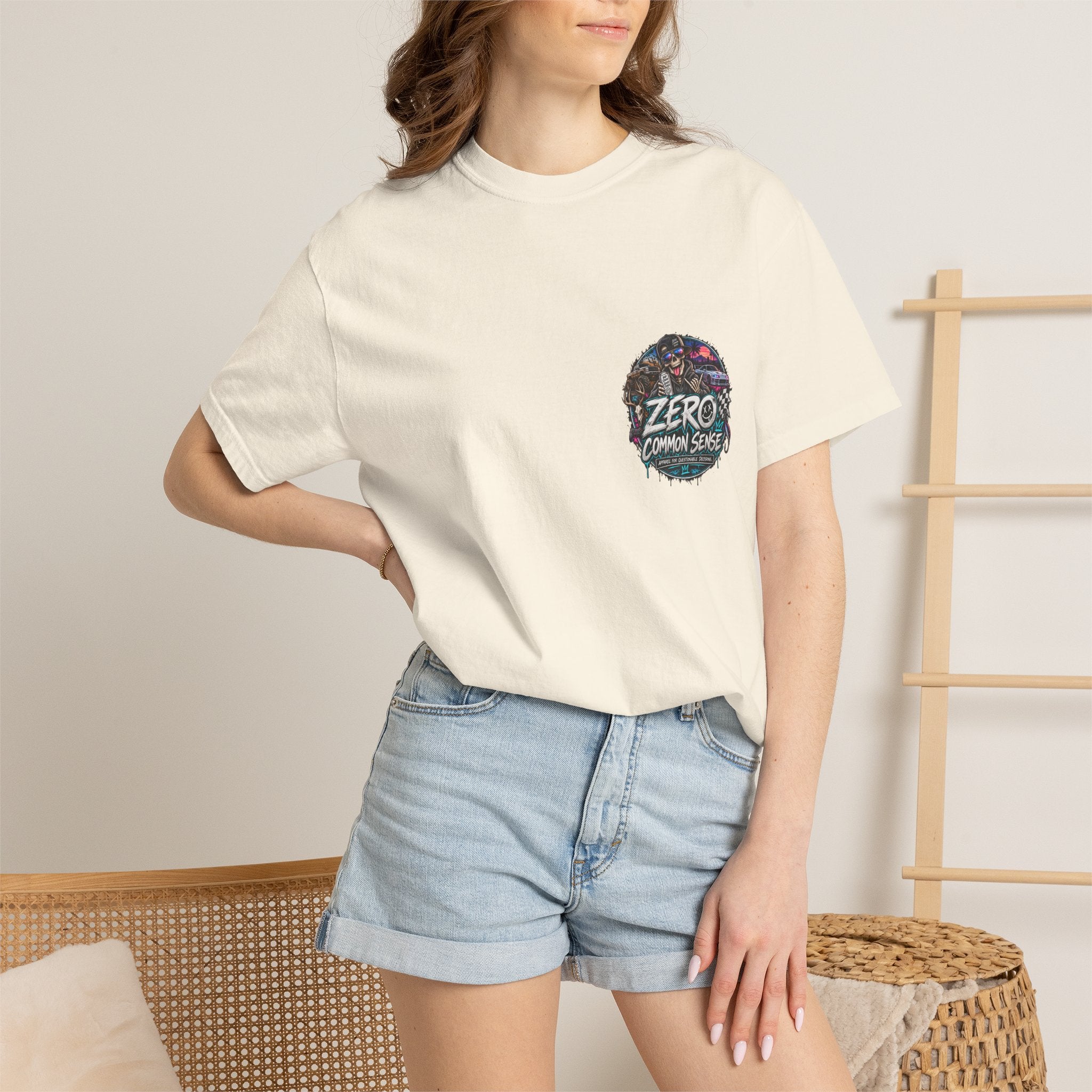 Spider Attack Graphic T-Shirt — "Zero Common Sense" Pocket Design