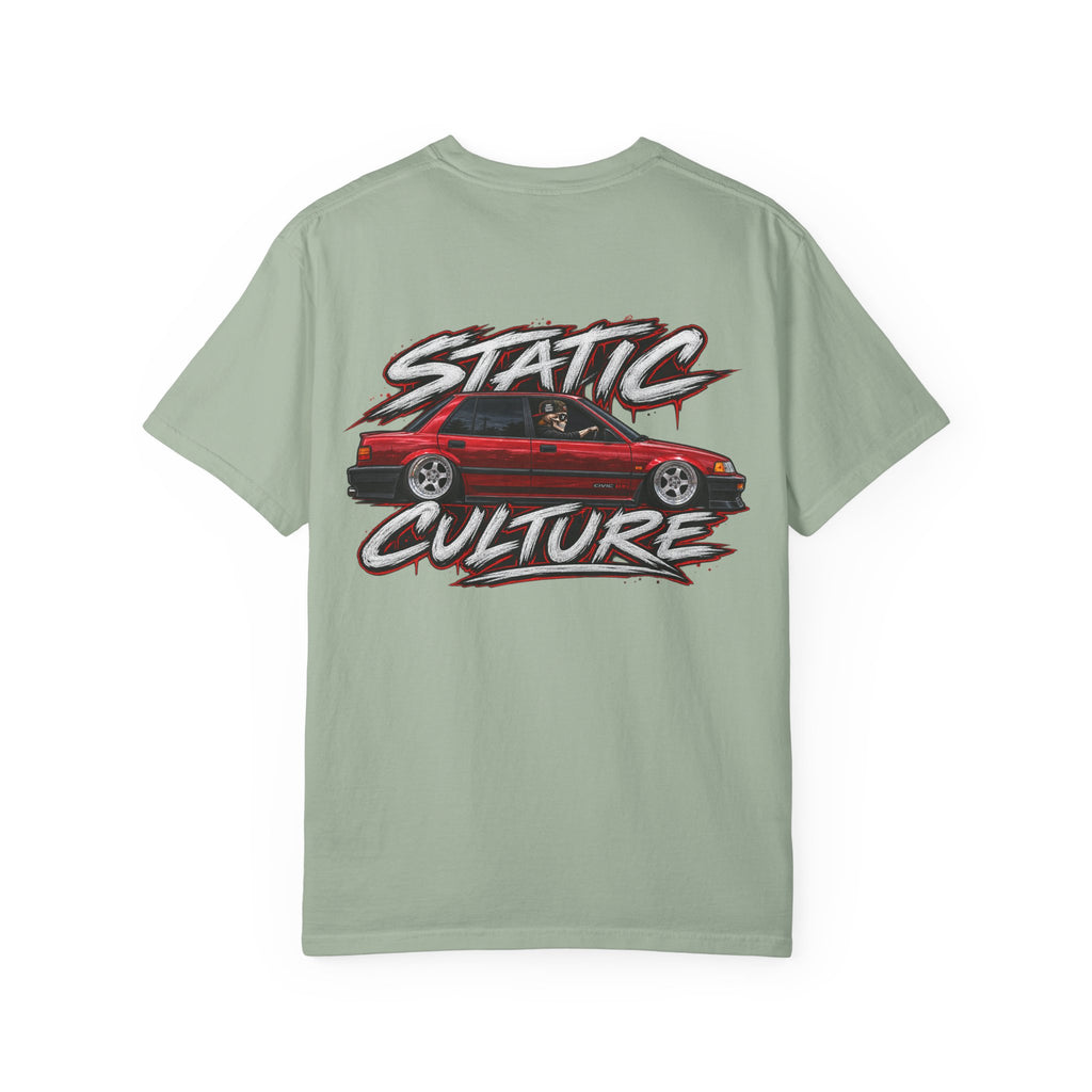 Static Culture Car Tee — Dripping Smiley Graphic T-Shirt