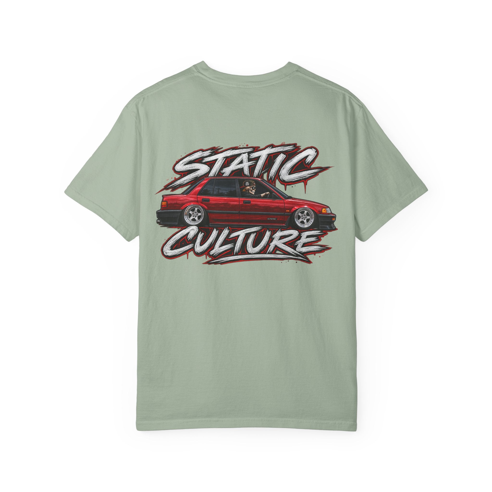 Static Culture Car Tee — Dripping Smiley Graphic T-Shirt