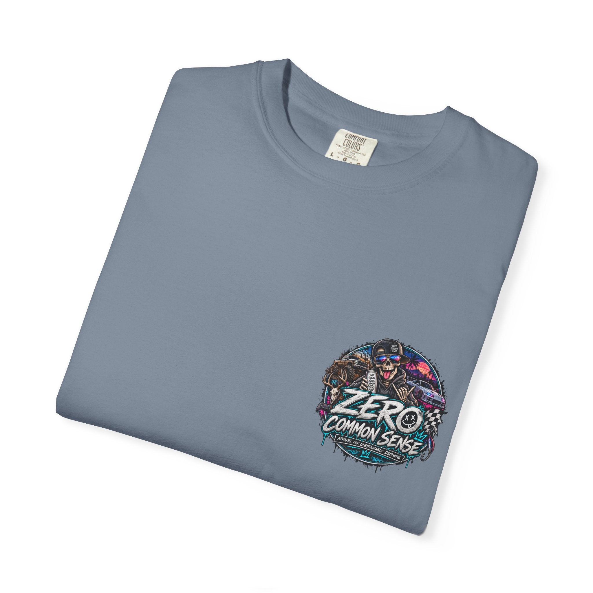 Spider Attack Graphic T-Shirt — "Zero Common Sense" Pocket Design