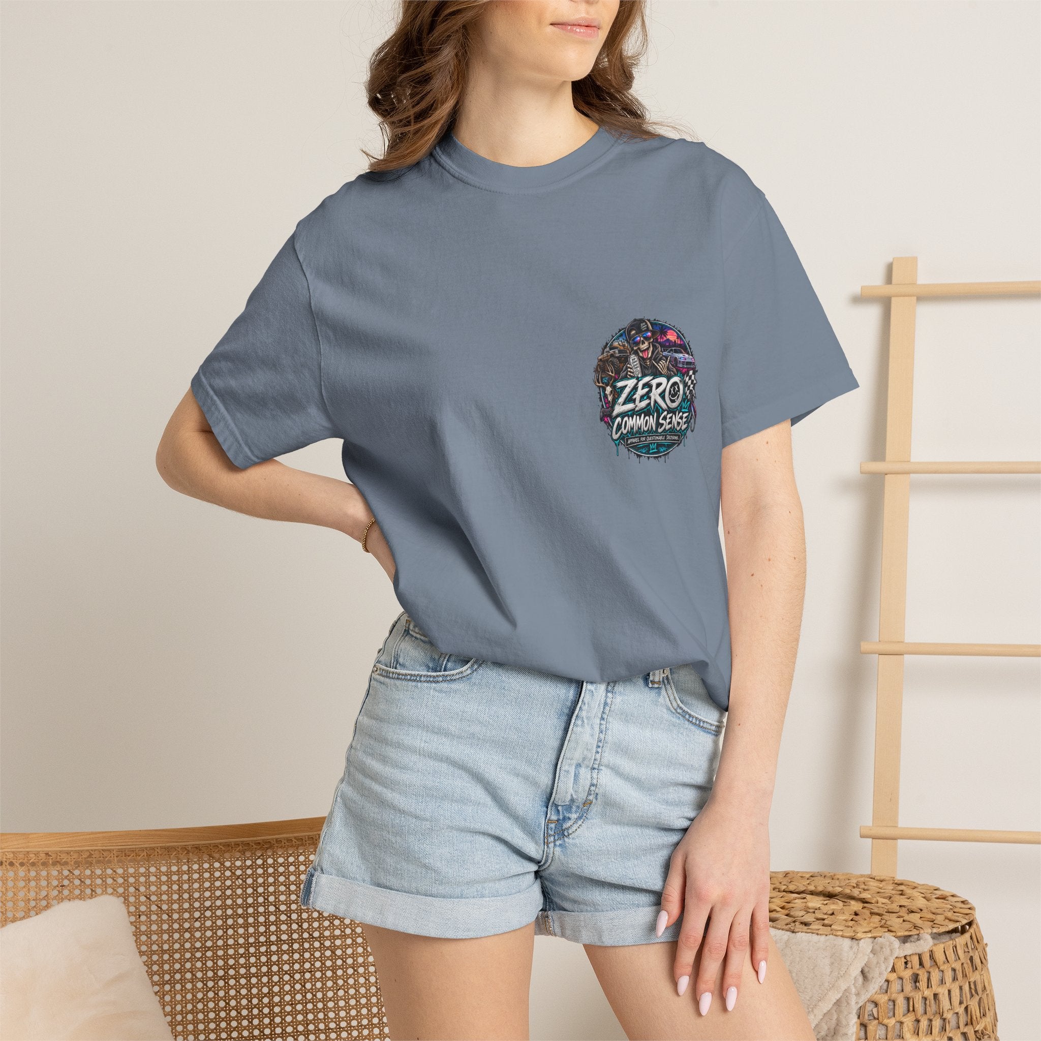 Spider Attack Graphic T-Shirt — "Zero Common Sense" Pocket Design