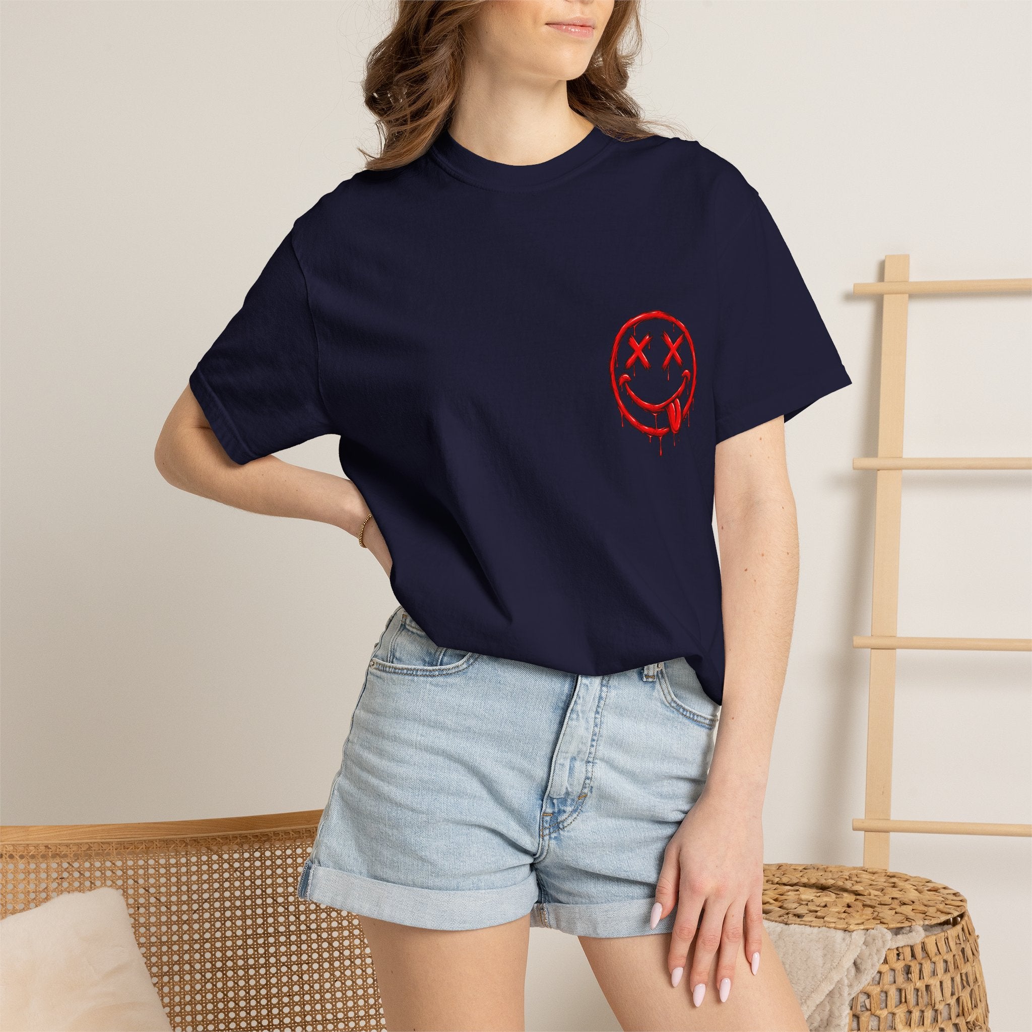 Static Culture Car Tee — Dripping Smiley Graphic T-Shirt