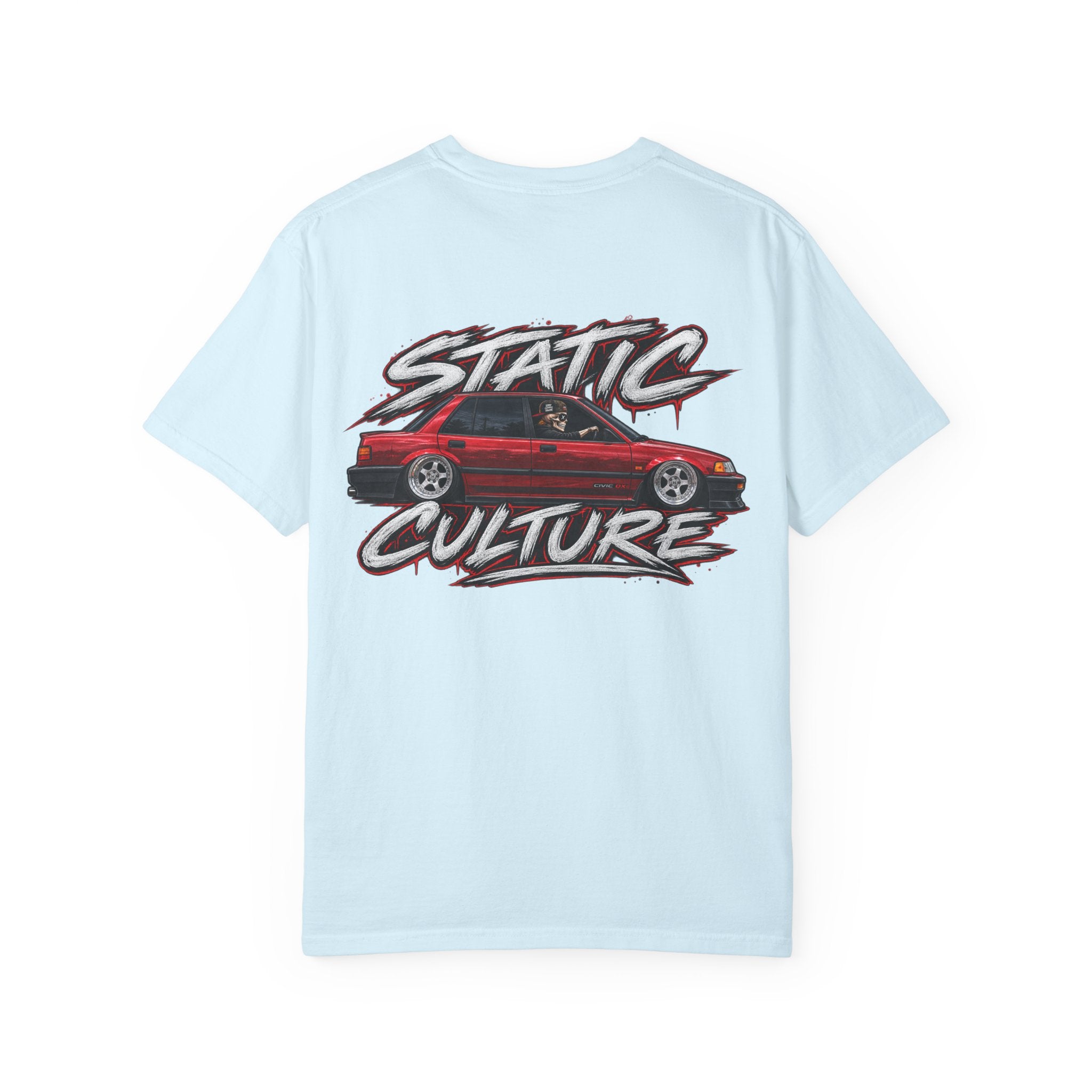 Static Culture Car Tee — Dripping Smiley Graphic T-Shirt