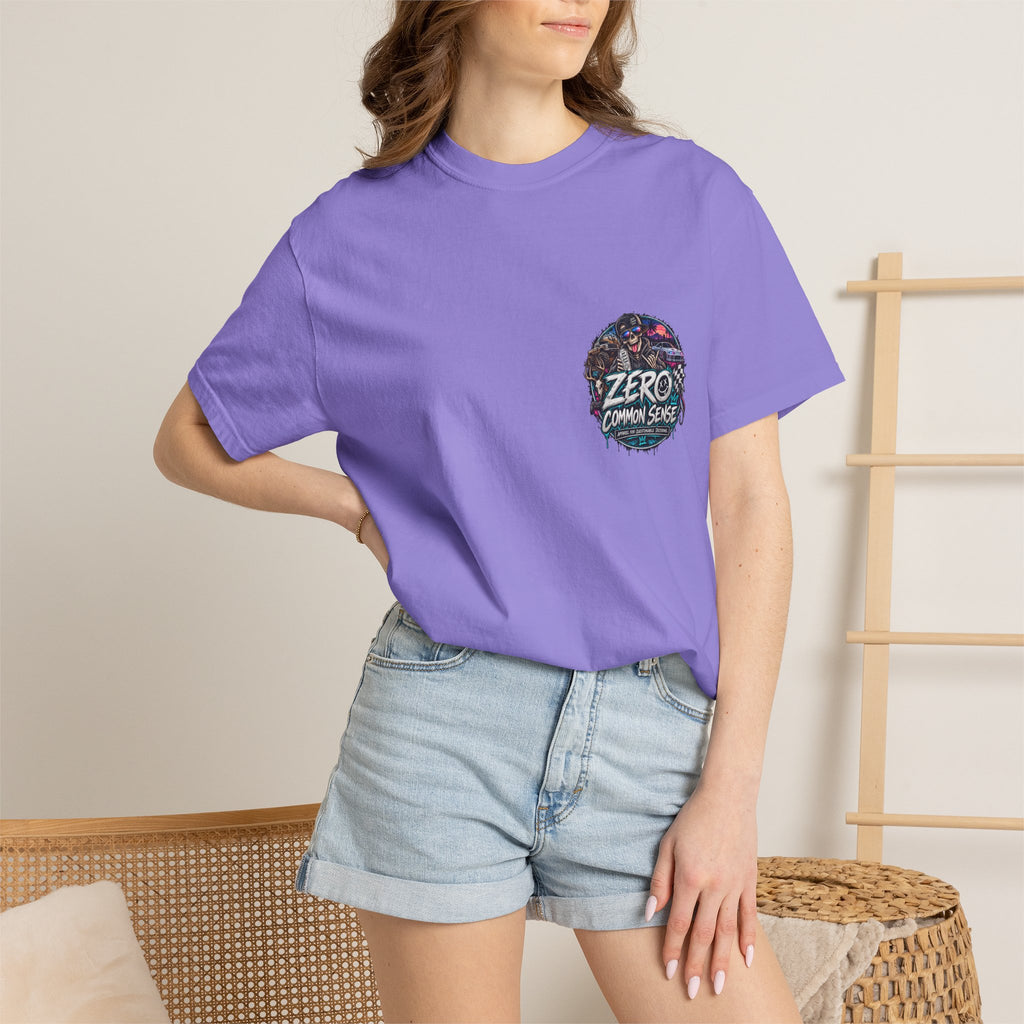 Spider Attack Graphic T-Shirt — "Zero Common Sense" Pocket Design