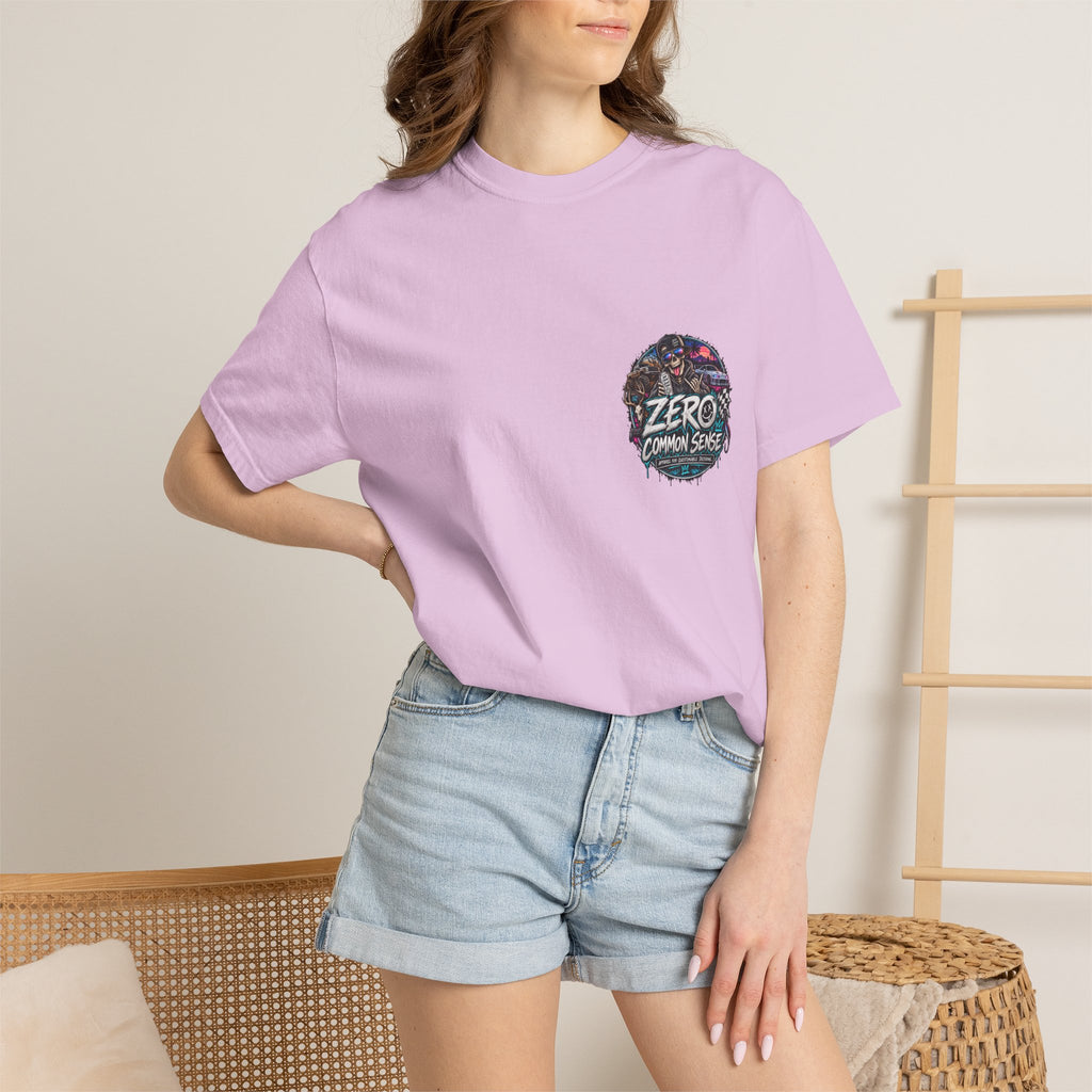 Spider Attack Graphic T-Shirt — "Zero Common Sense" Pocket Design