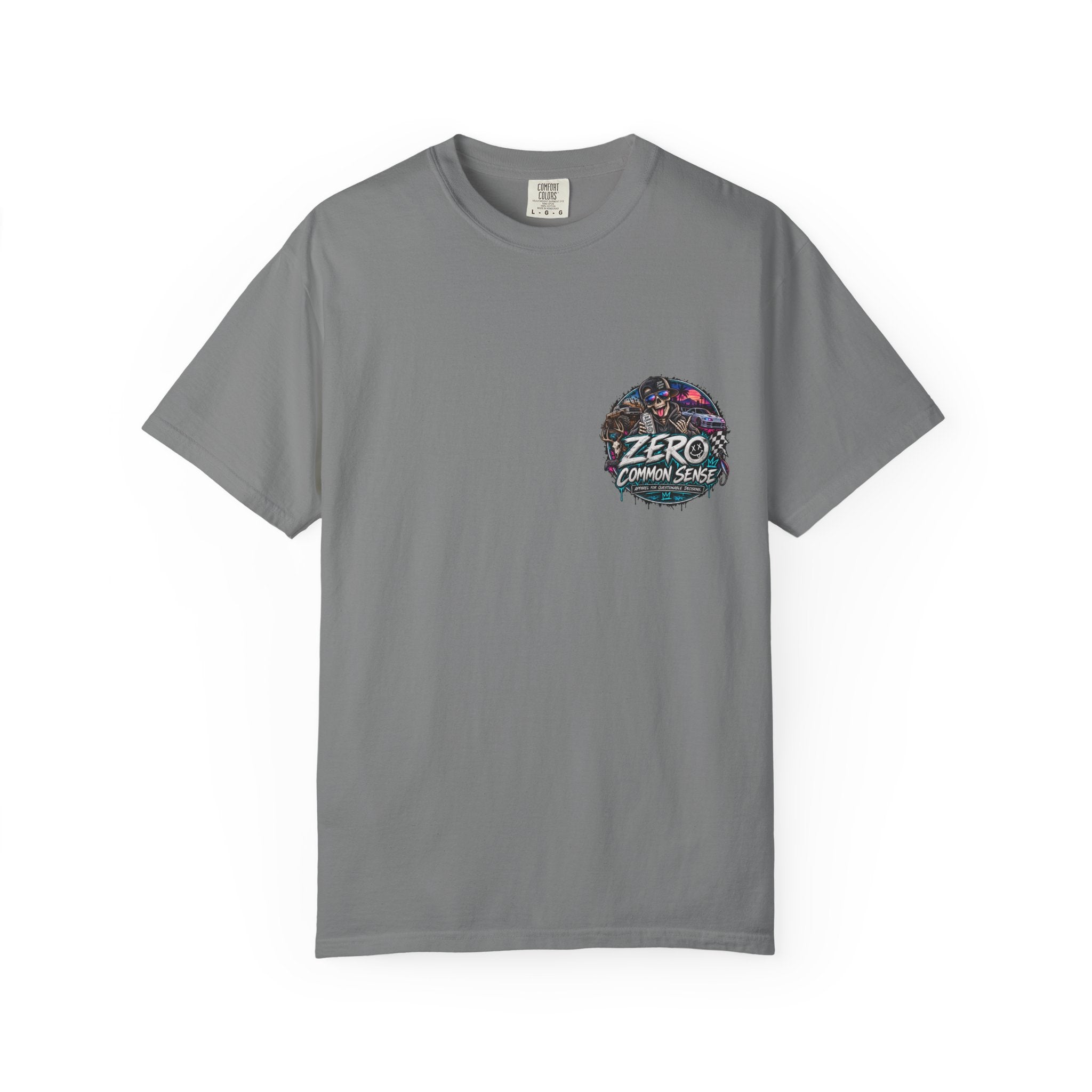 Spider Attack Graphic T-Shirt — "Zero Common Sense" Pocket Design