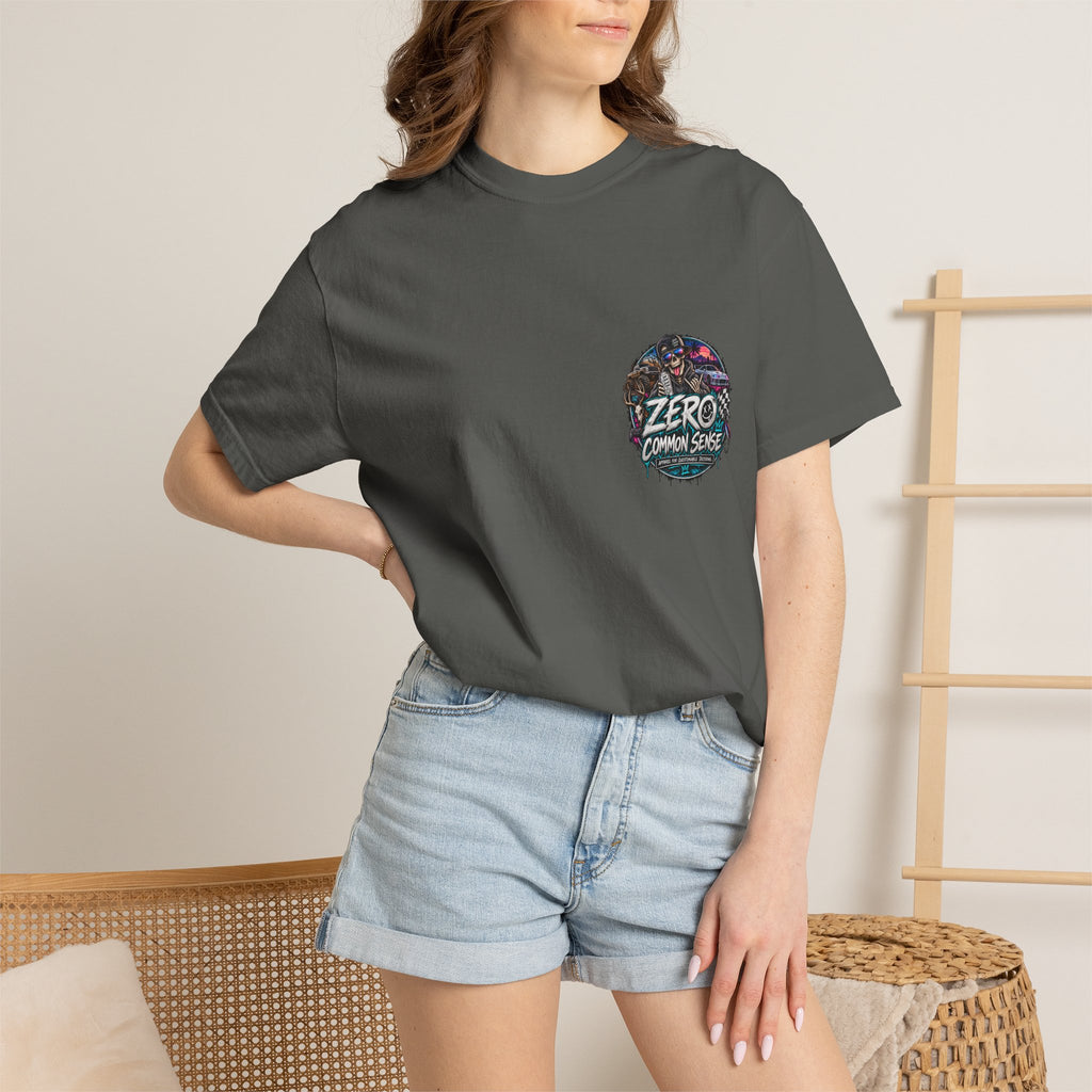 Spider Attack Graphic T-Shirt — "Zero Common Sense" Pocket Design