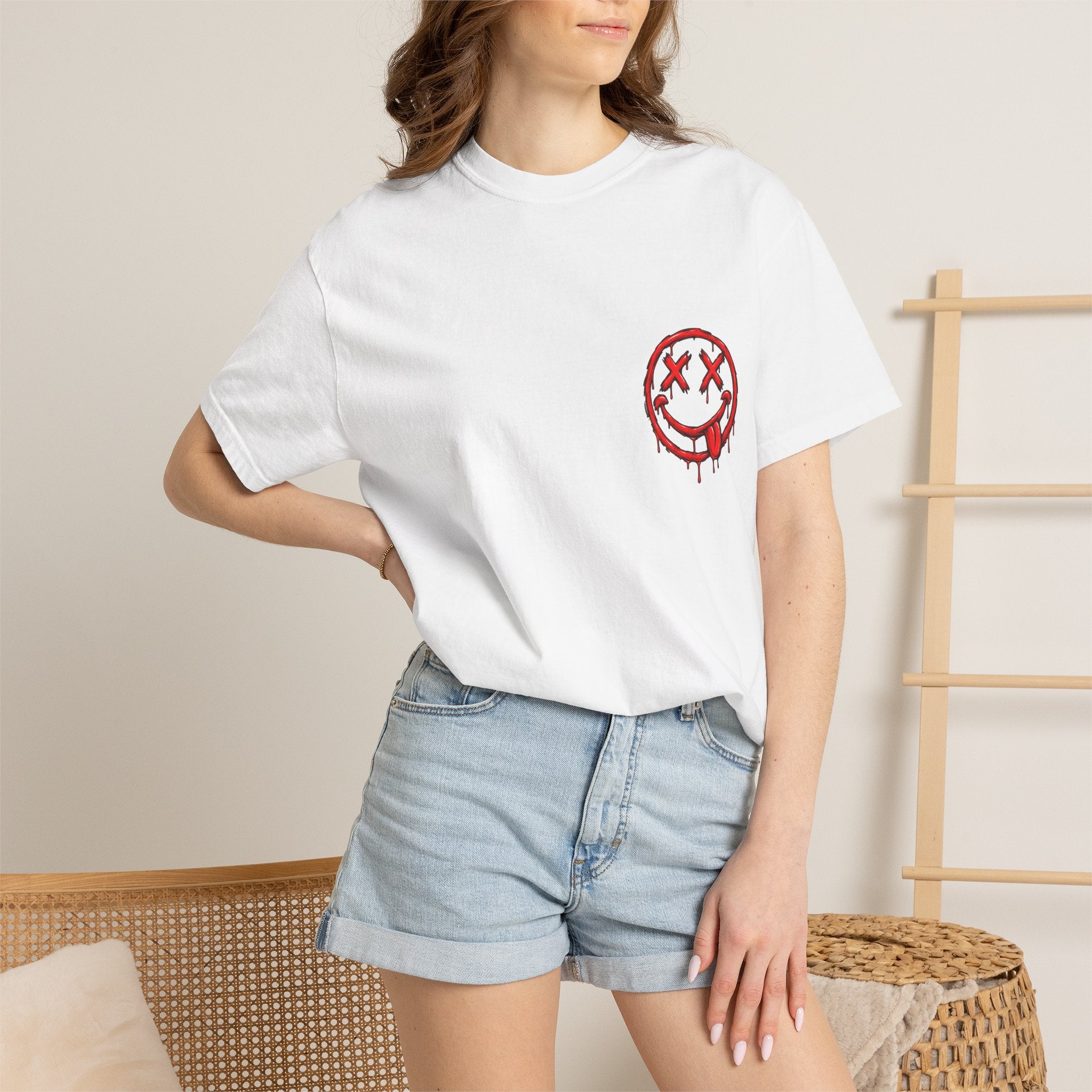 Static Culture Car Tee — Dripping Smiley Graphic T-Shirt