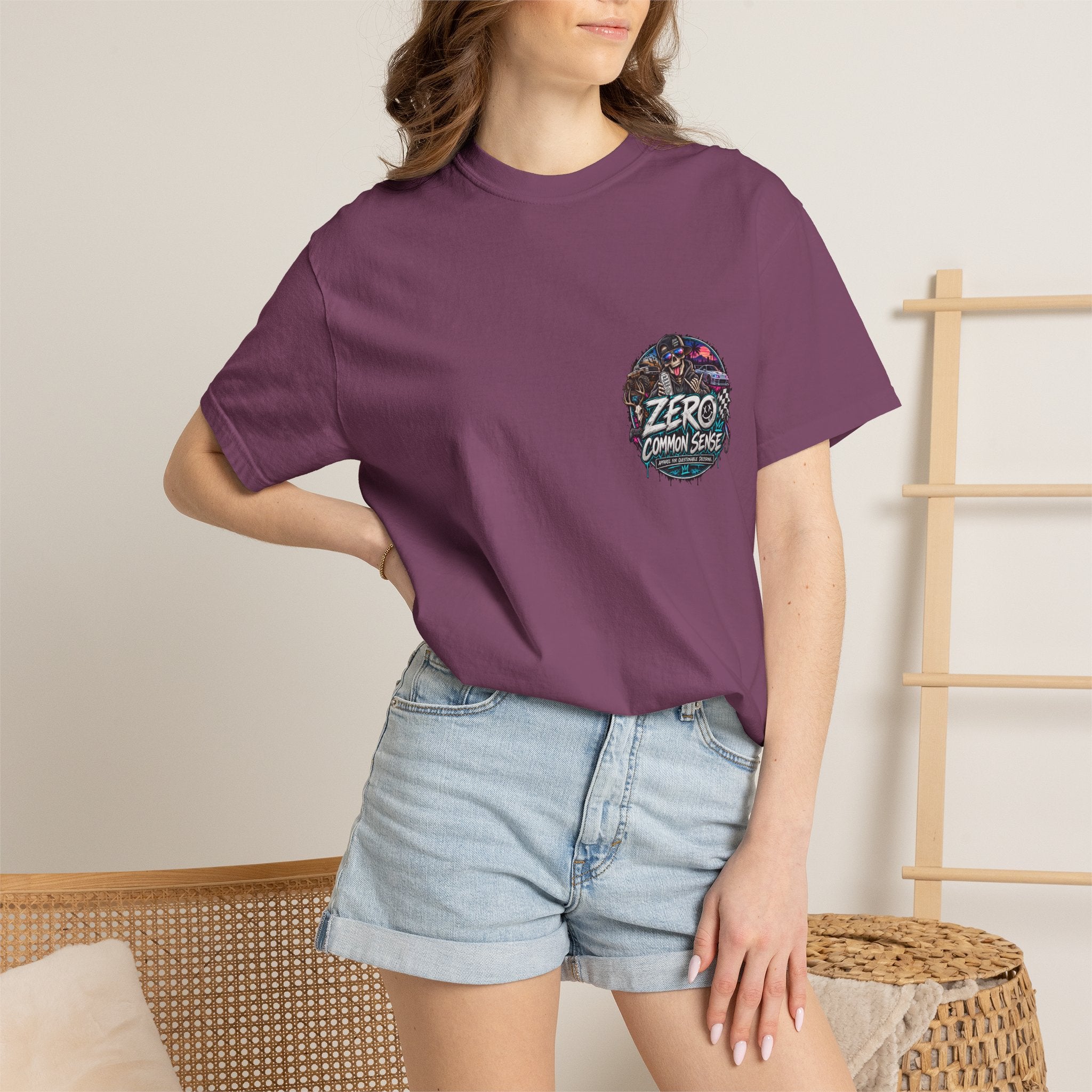 Spider Attack Graphic T-Shirt — "Zero Common Sense" Pocket Design