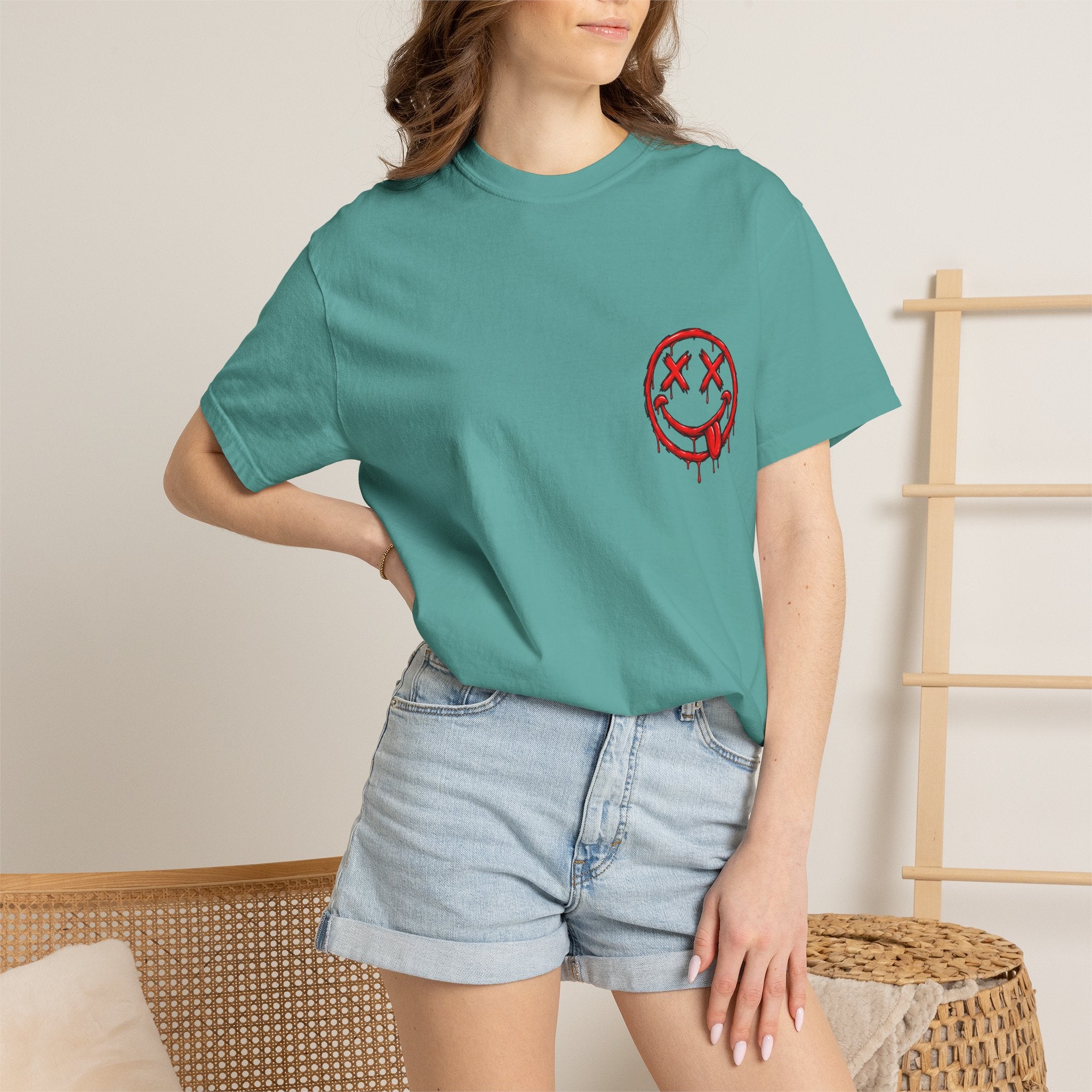 Static Culture Car Tee — Dripping Smiley Graphic T-Shirt