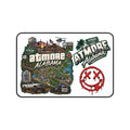 Atmore, Alabama Desk Mat – Illustrated City Map & Sticker Collage Mouse Pad