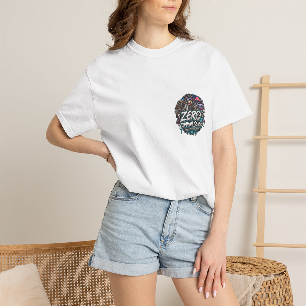 Spider Attack Graphic T-Shirt — "Zero Common Sense" Pocket Design